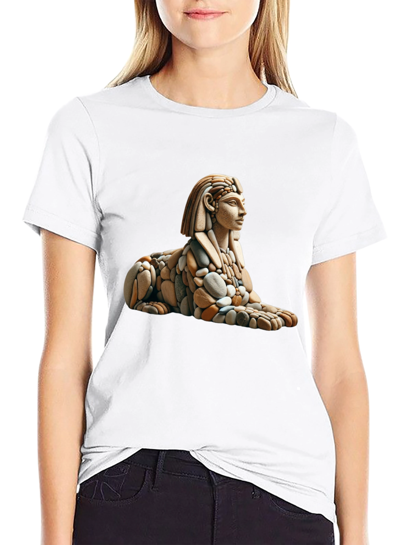 Black Sphinx Rock Art Graphic Tee view 9