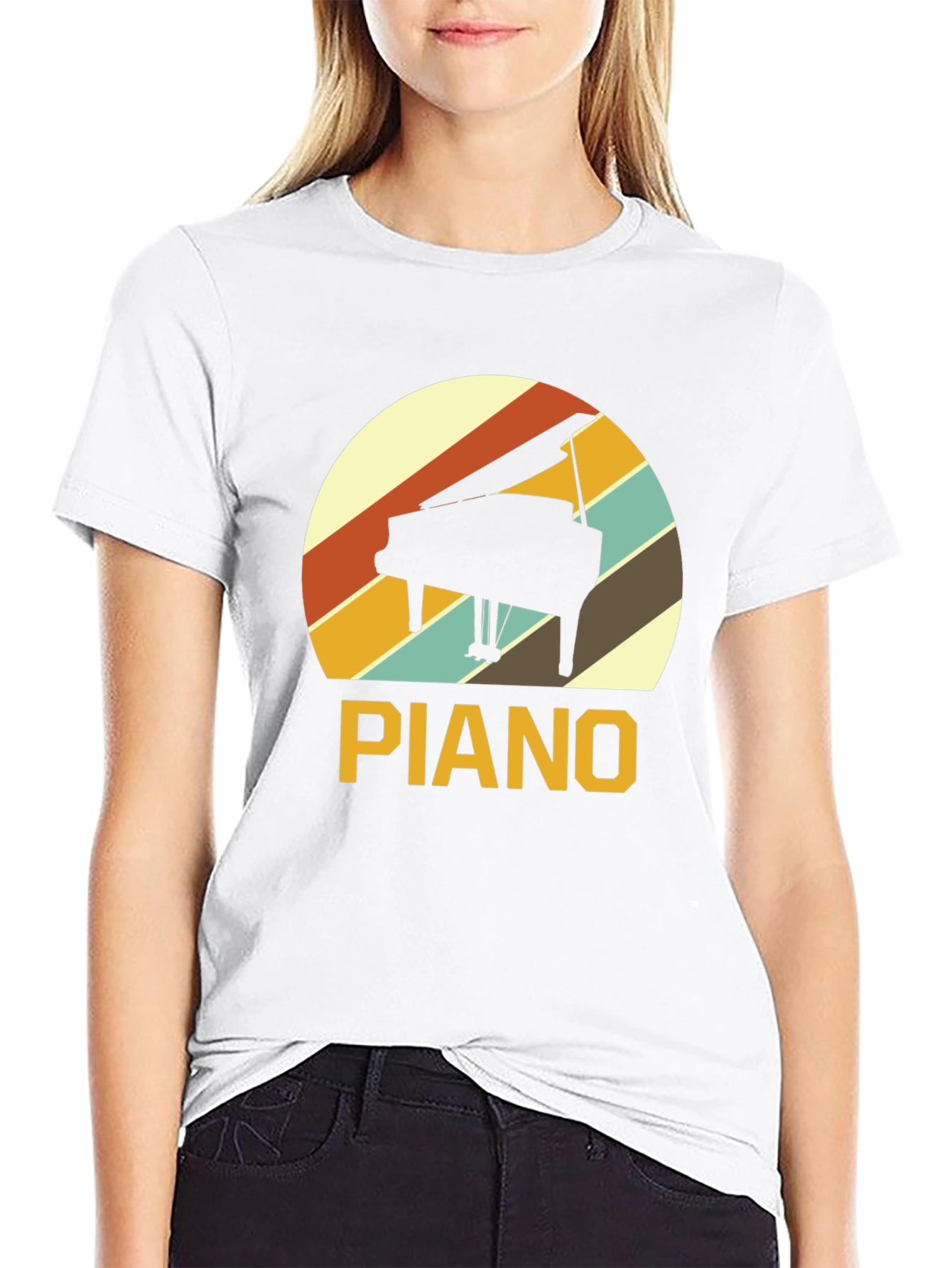 Black Retro Piano T-Shirt - Music Lover Tee view 9