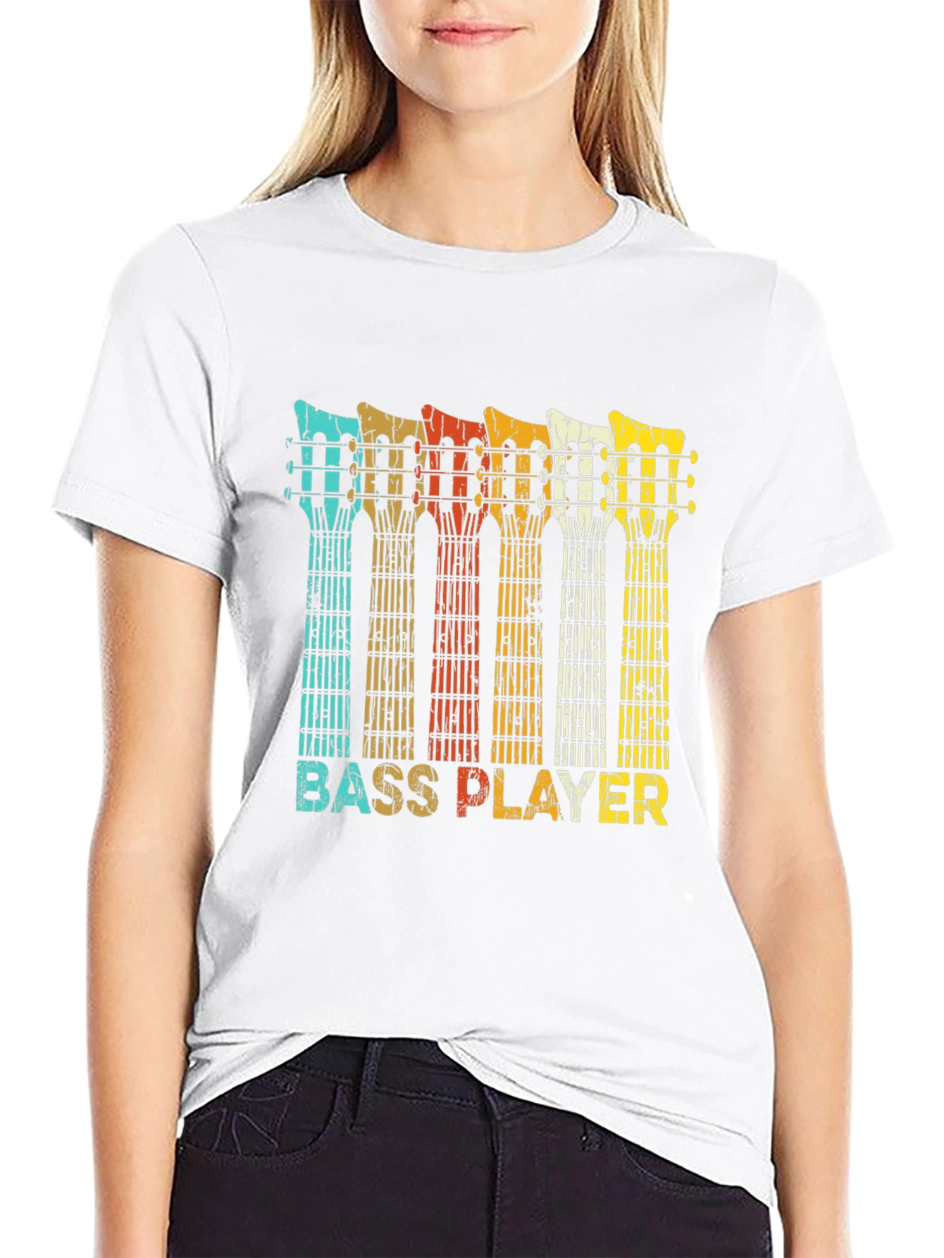 Black Bass Player Retro T-Shirt - Music Lover Tee view 9