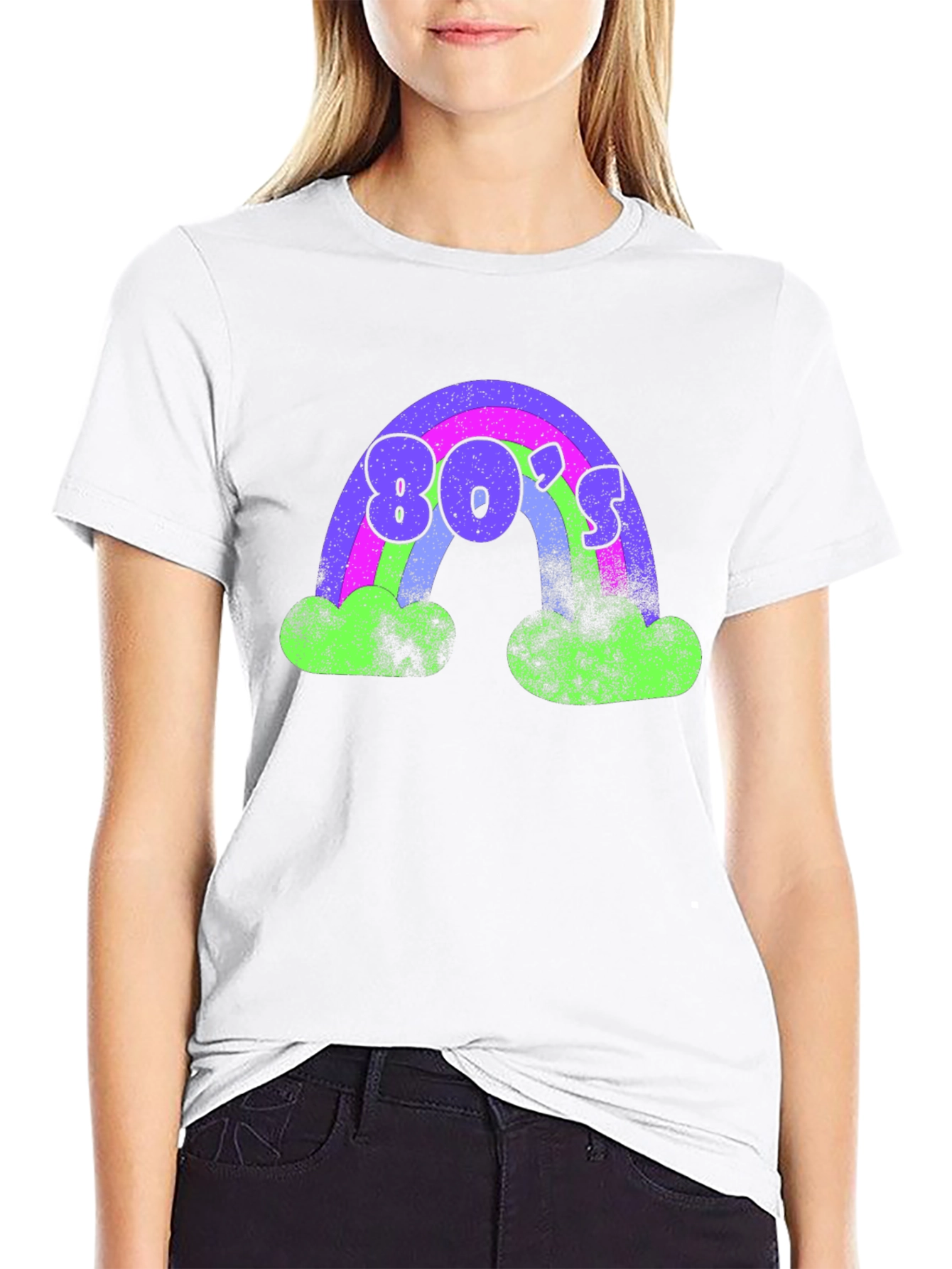 Black Retro 80's Rainbow T-Shirt view 9