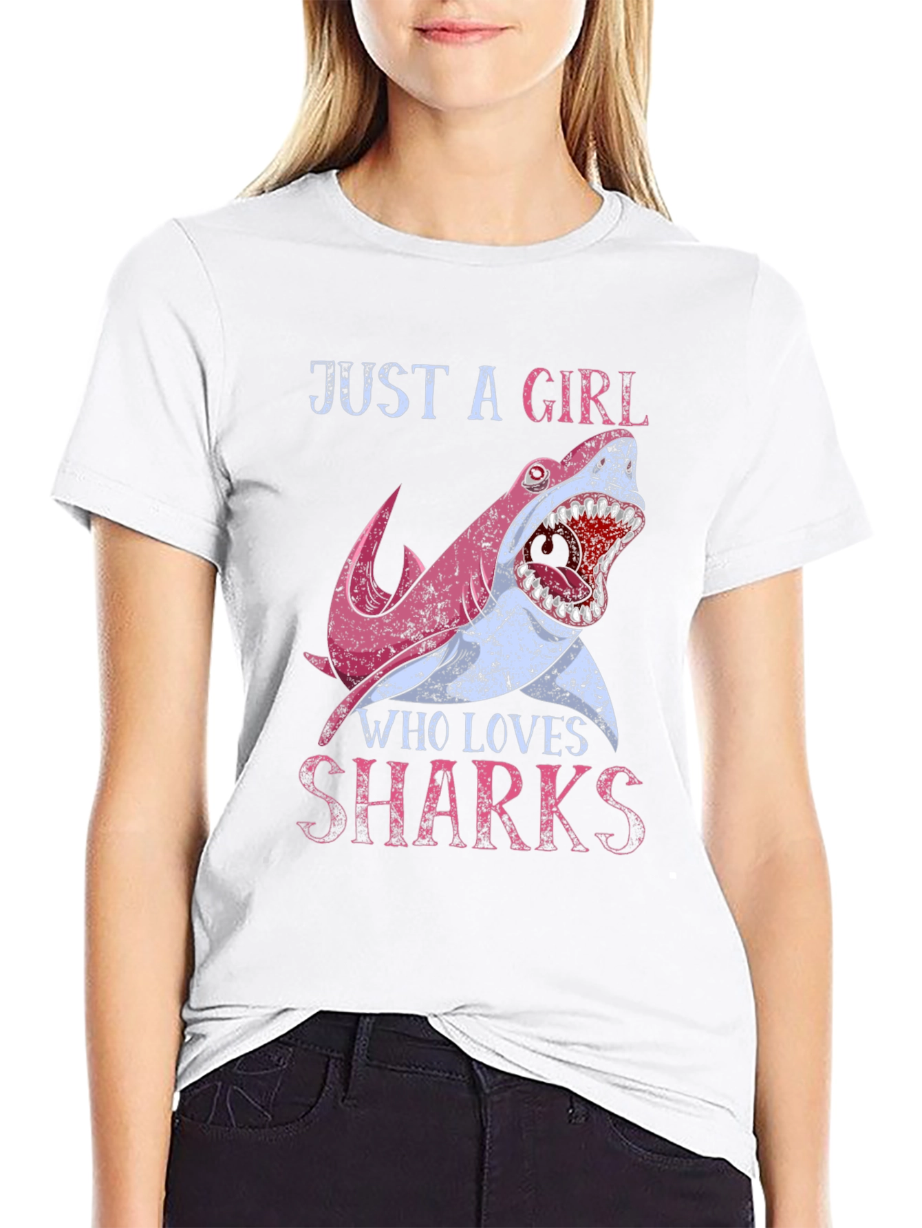 Black Girl Loves Sharks T-Shirt - Novelty Graphic Tee view 9