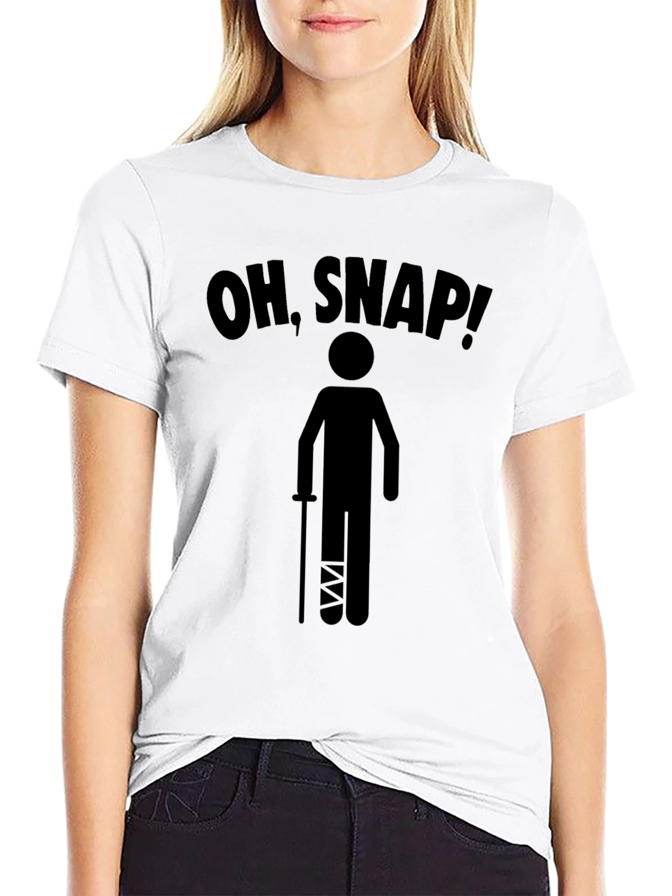 Black Oh, Snap! Broken Leg Humor T-Shirt view 9
