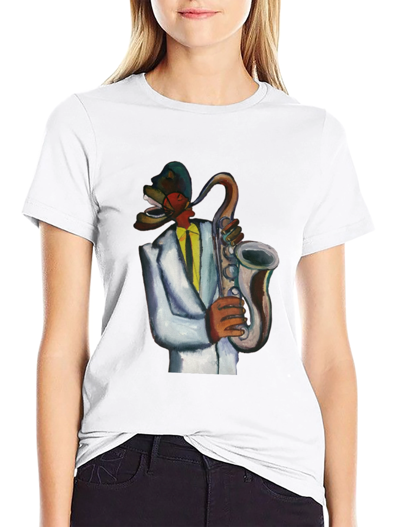 Black Cool Jazz Musician T-Shirt view 9