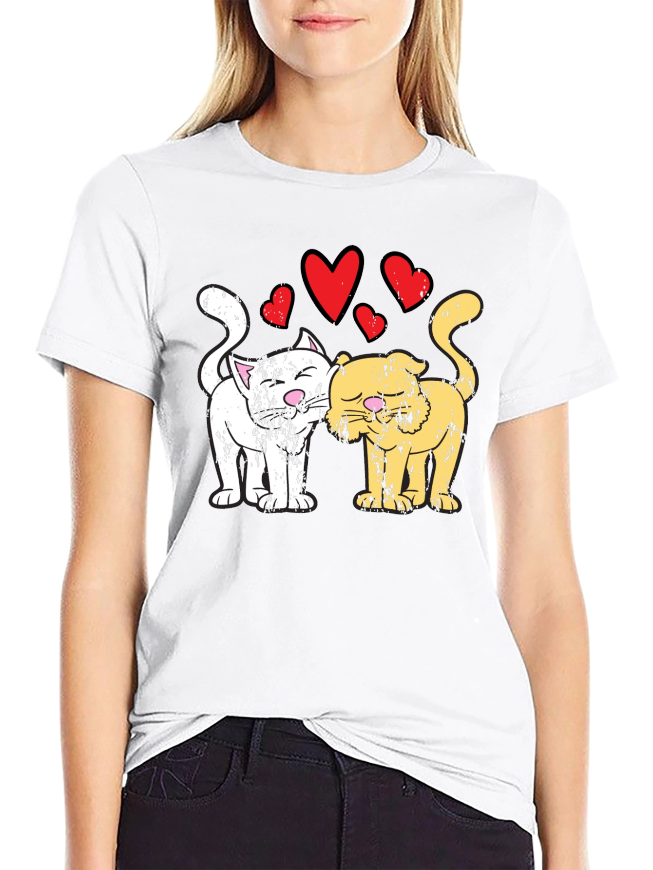 Black Cats in Love T-Shirt Black view 9