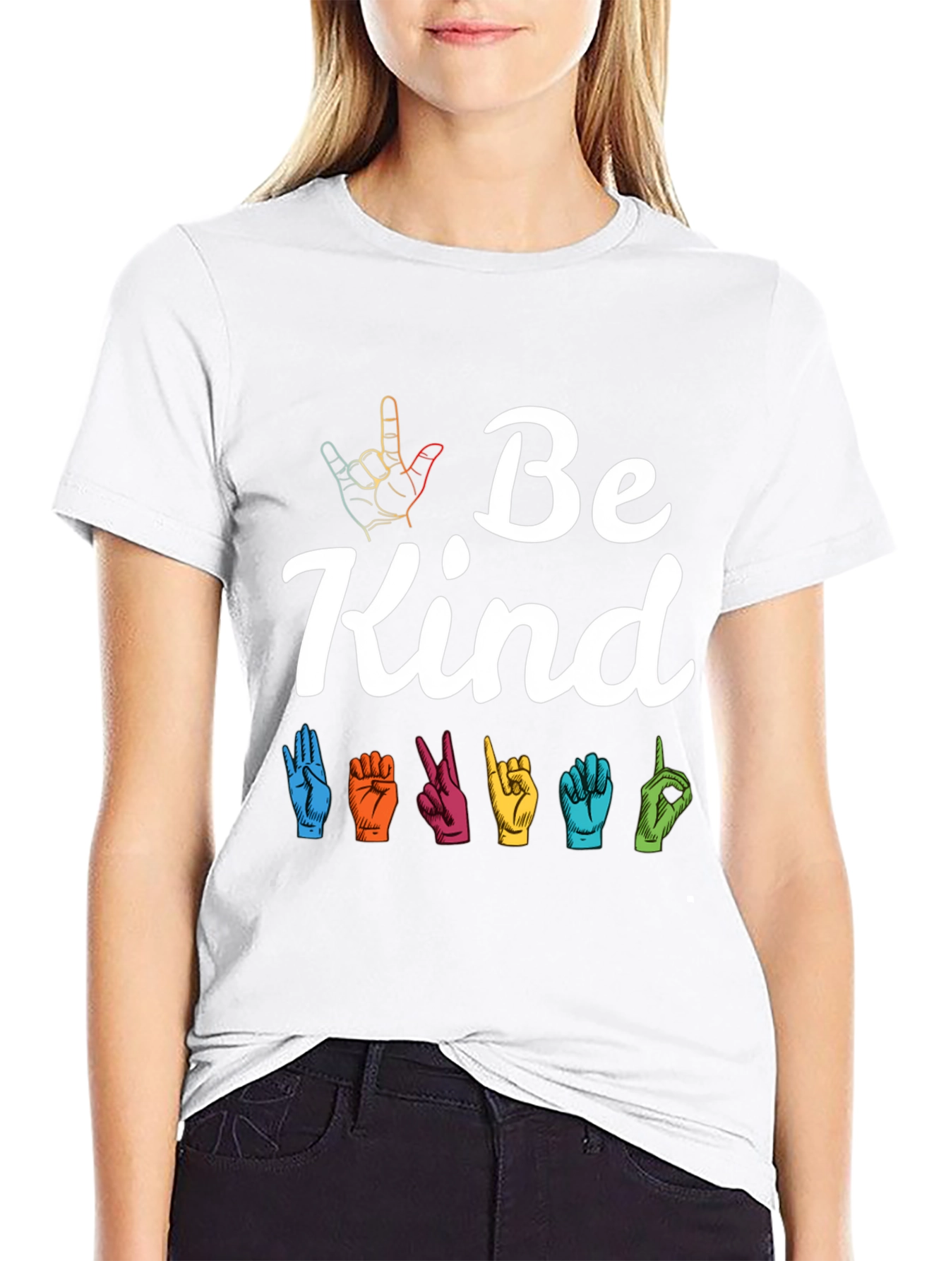 Black Be Kind Sign Language Graphic Tee view 9