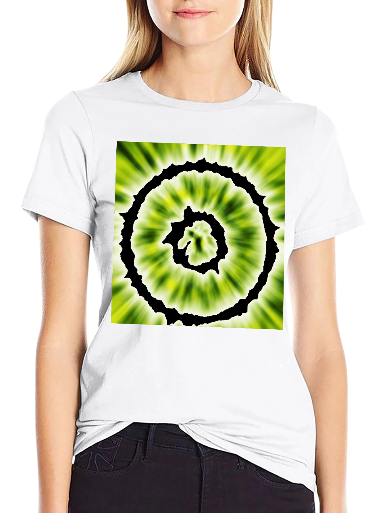 Black Abstract Spiral Graphic Black T-Shirt view 9
