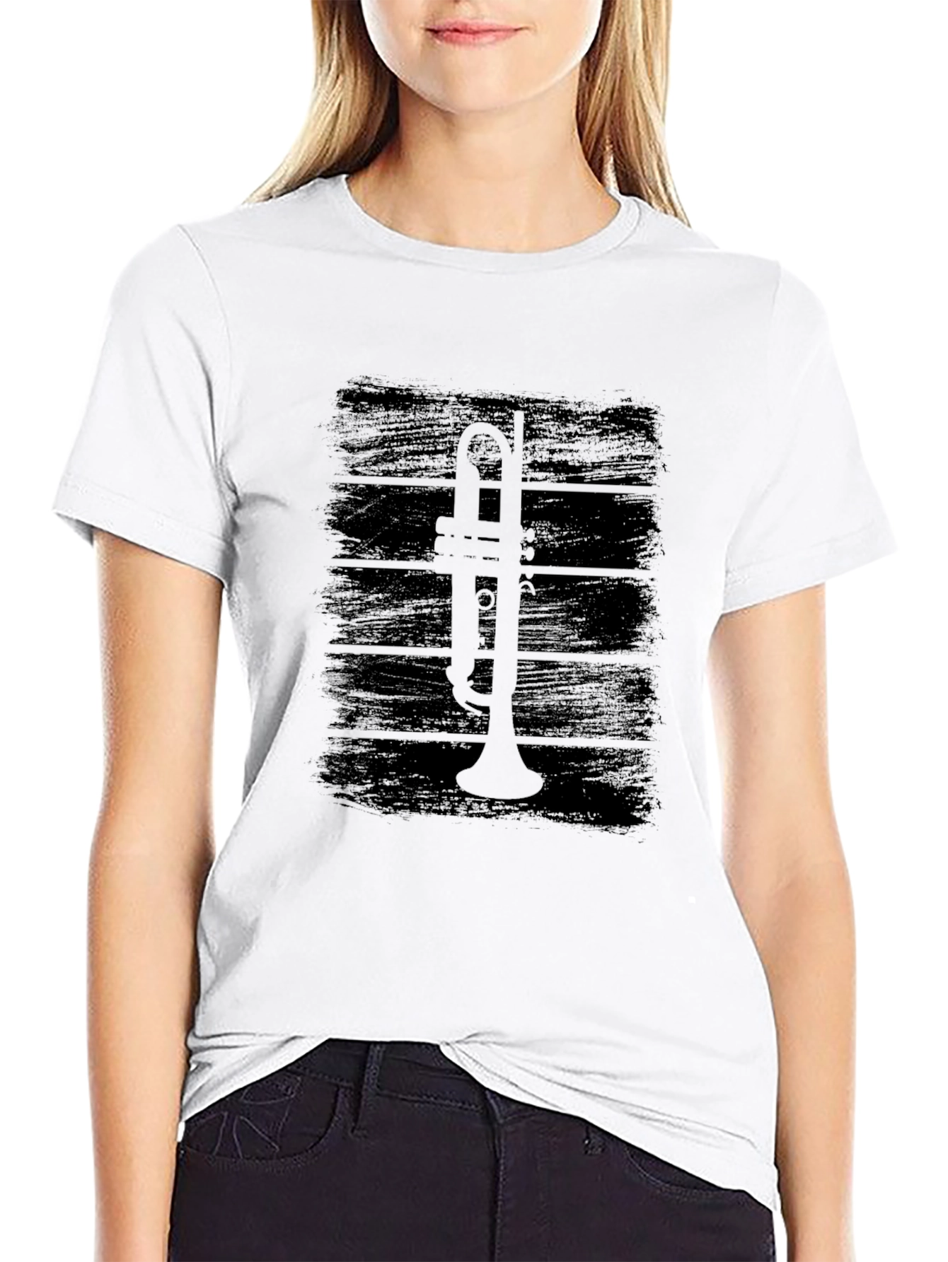 Black Trumpet Graphic Tee - Black Cotton T-Shirt view 9