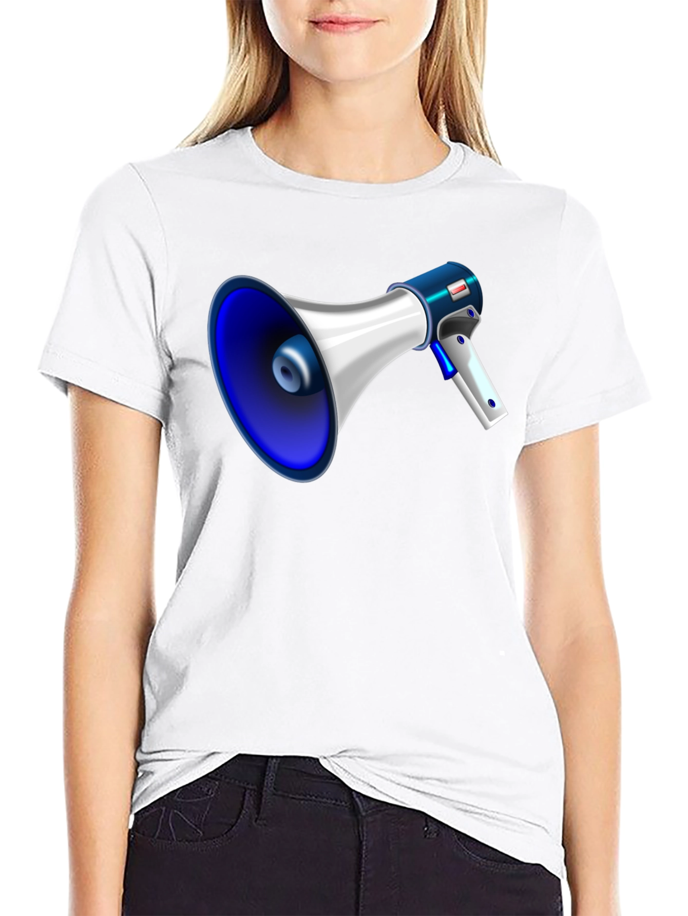 Black Megaphone Graphic Tee - Bold Black T-Shirt view 9