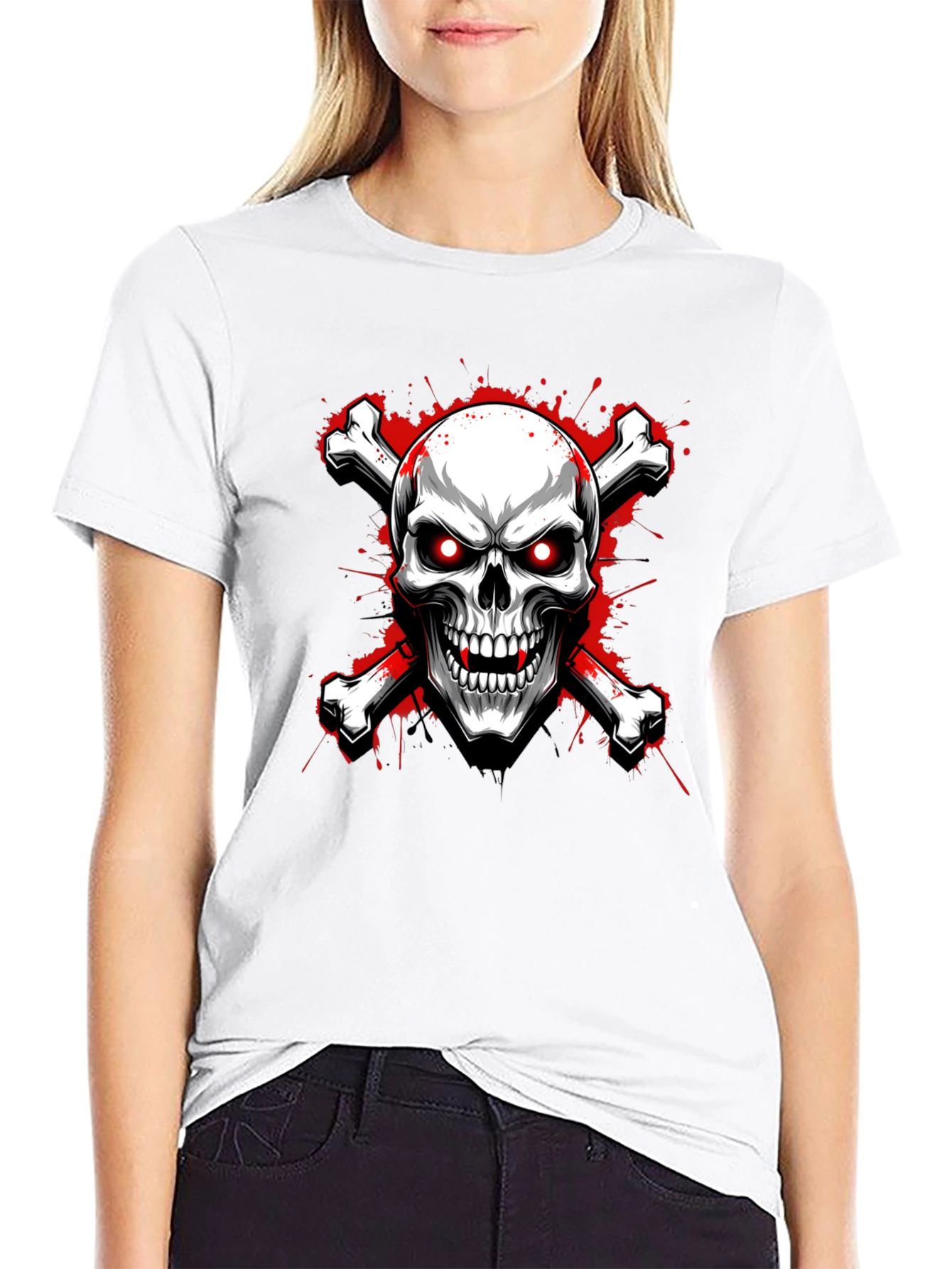 Black Skull and Crossbones Graphic Tee view 9