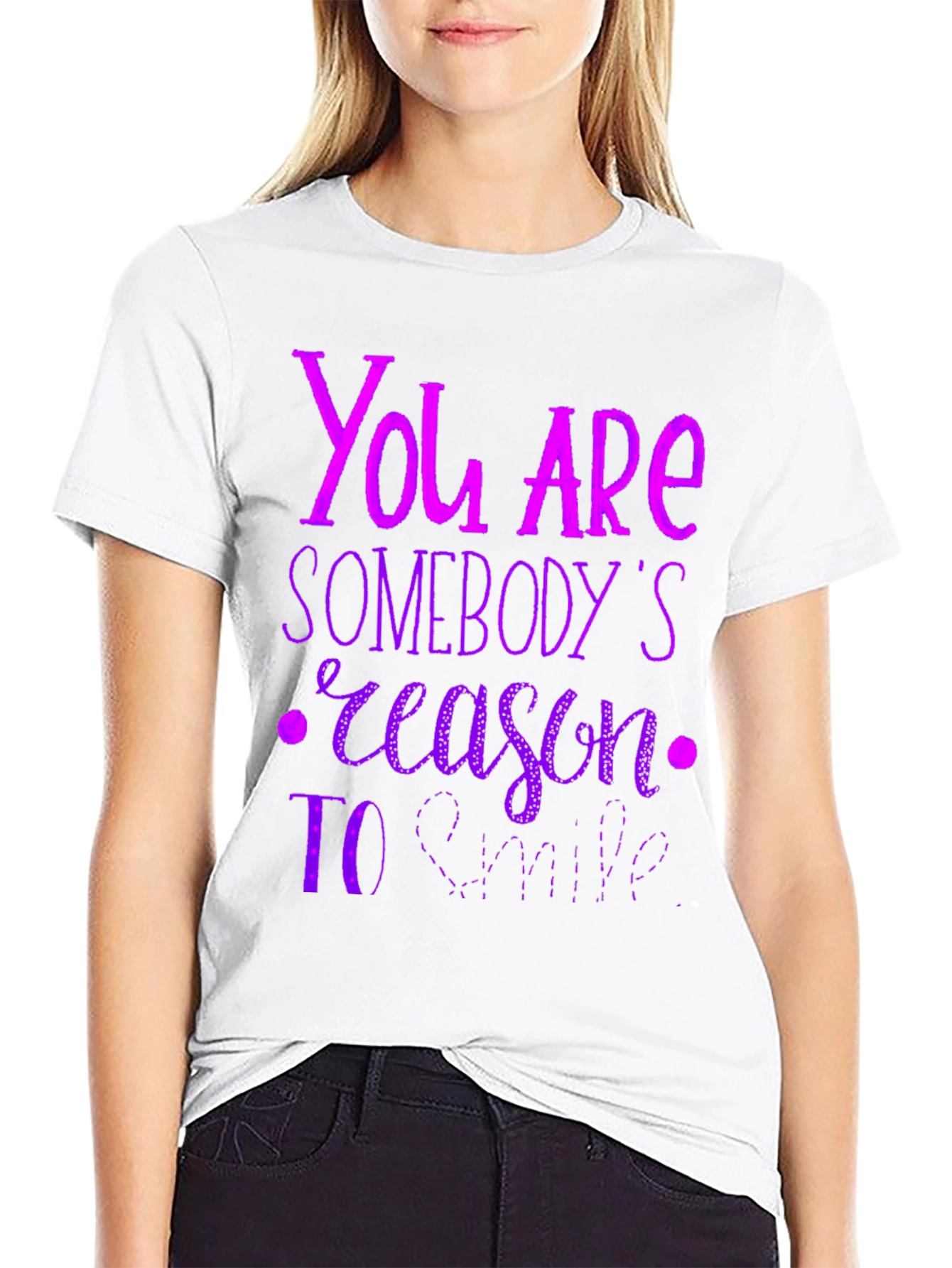 Black Inspirational Graphic T-Shirt - You Are Somebody's Reason To Smile view 9