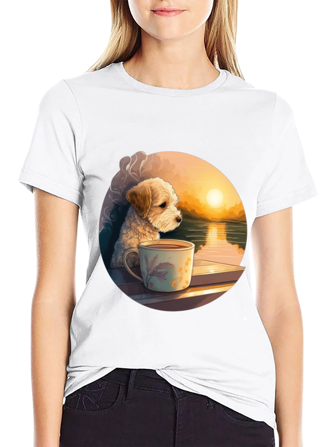 Black Dog & Coffee Sunset Graphic Tee view 9