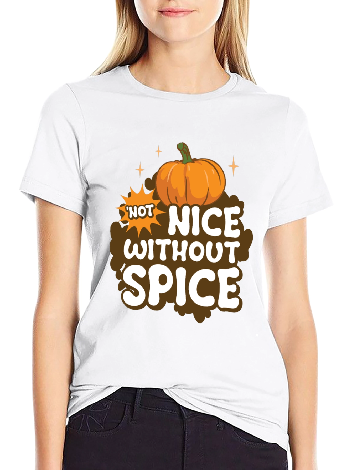 Black Not Nice Without Spice Pumpkin T-Shirt view 9