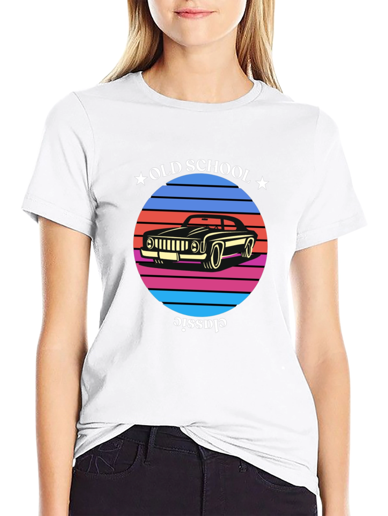Black Old School Classic Car T-Shirt view 9