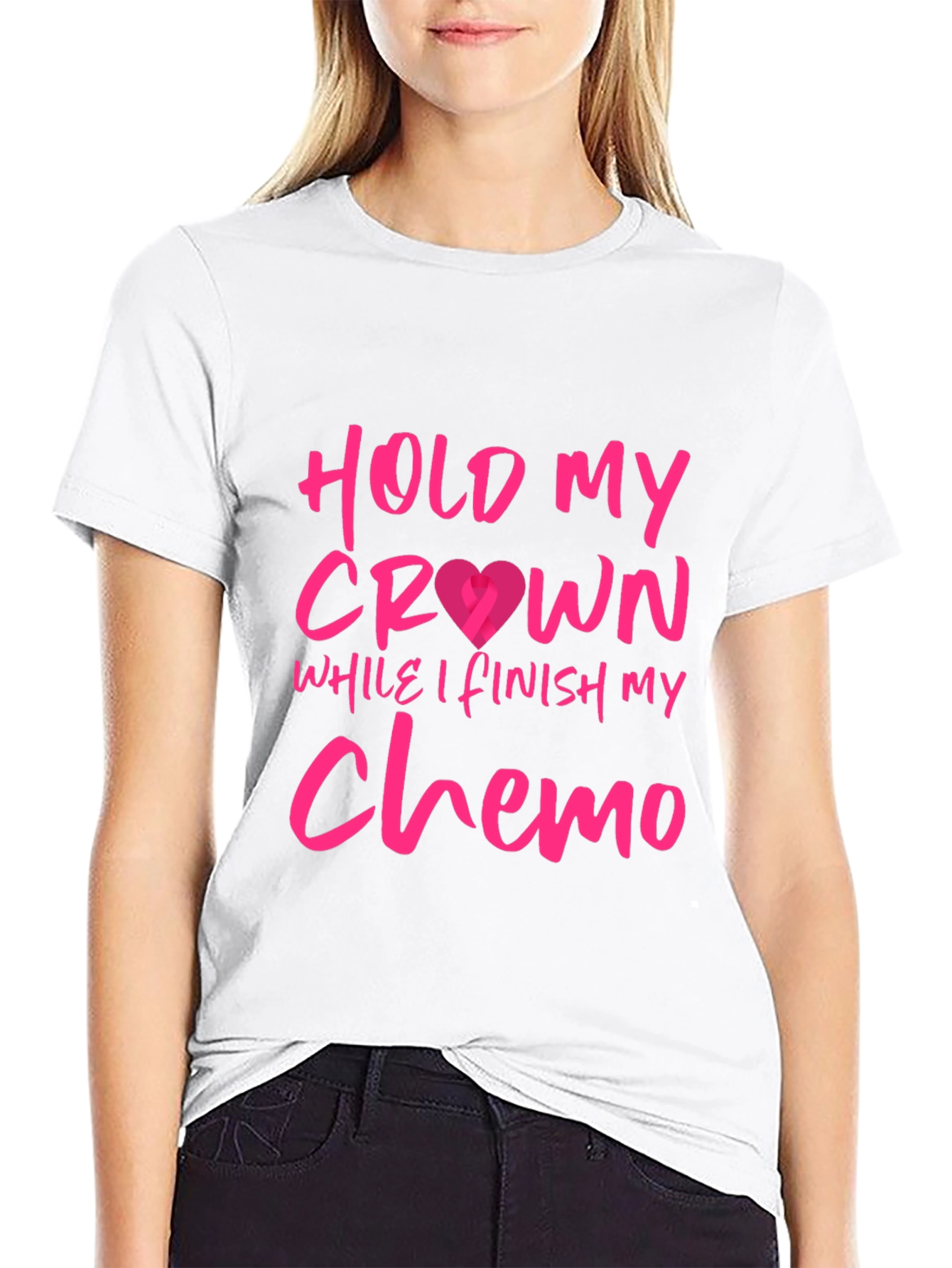 Black Hold My Crown Chemo T-Shirt - Stylish Cancer Support Tee view 9