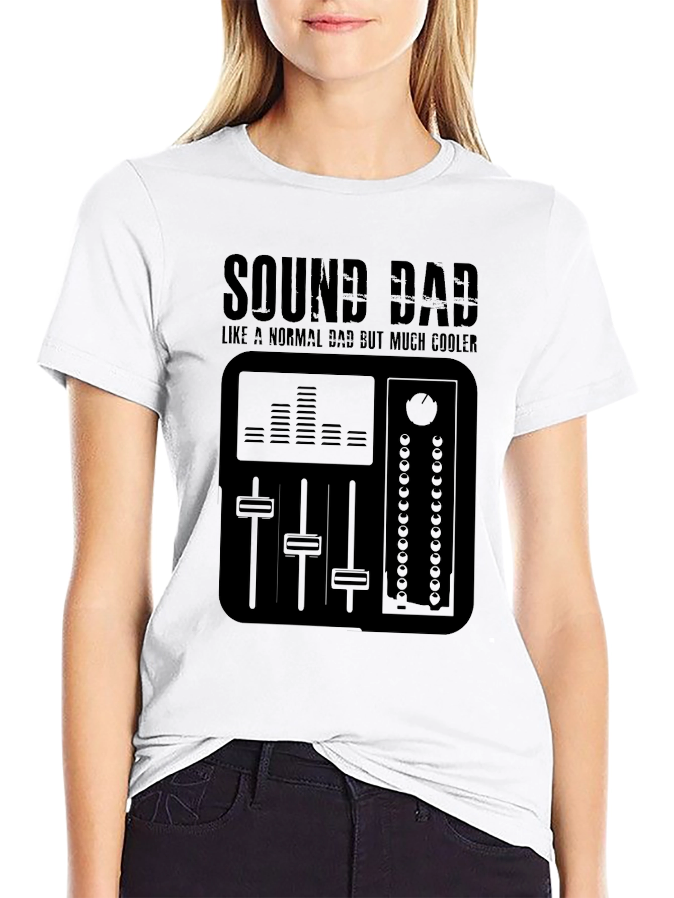 Black Sound Dad T-Shirt - Cool Dad Mixer Tee view 9