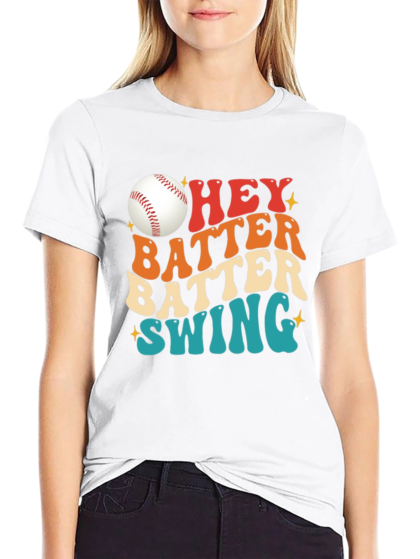Black Hey Batter Batter Swing Baseball T-Shirt view 9