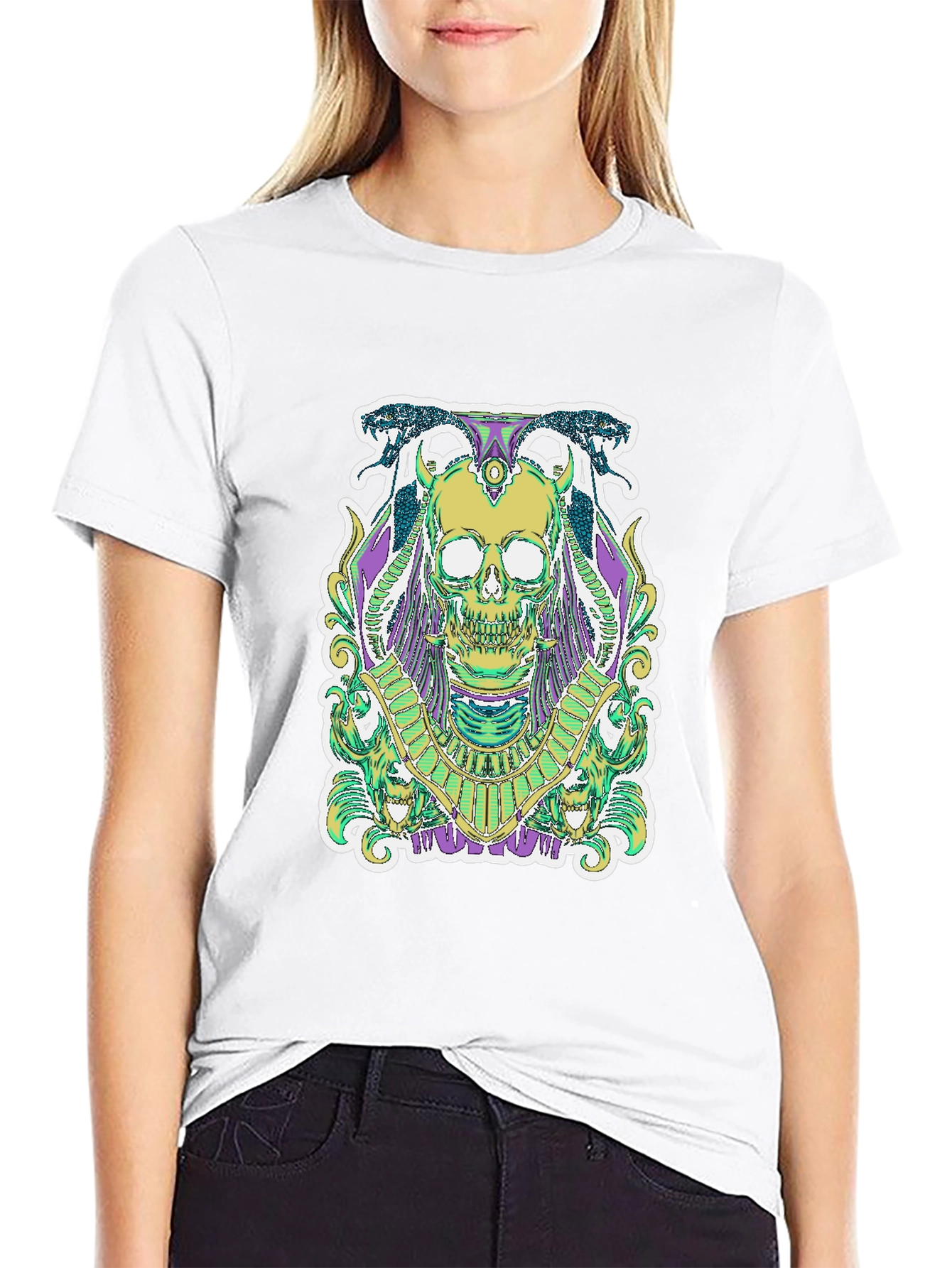 Black Skull Graphic Tee - Egyptian Style view 9
