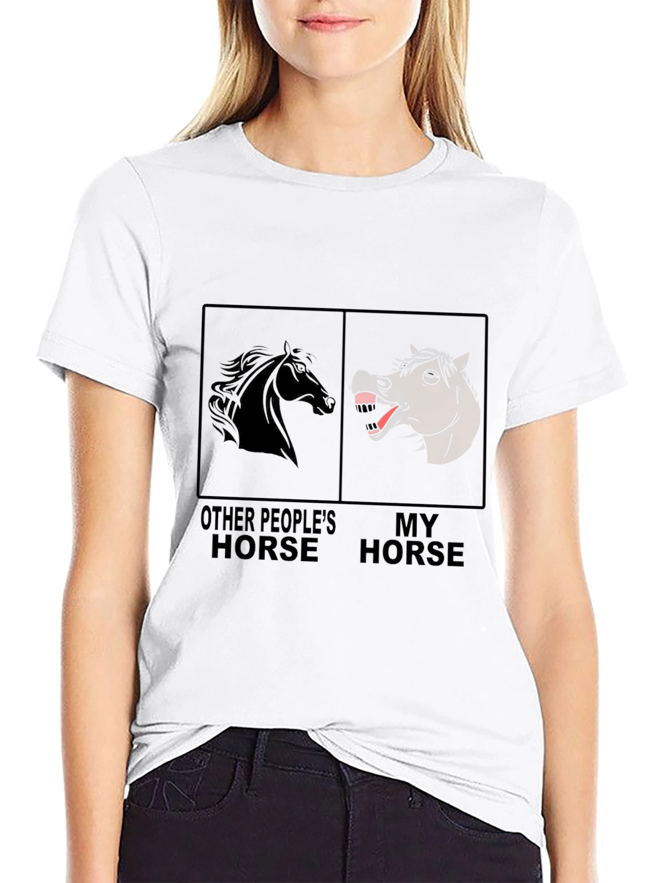 Black Funny Horse T-Shirt - Other People's Horse, My Horse view 9