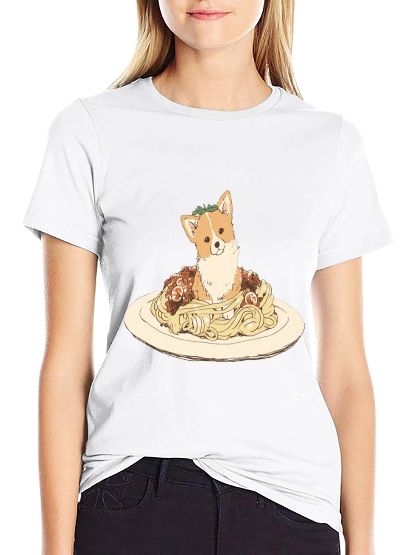 Black Corgi Spaghetti Graphic Tee view 9