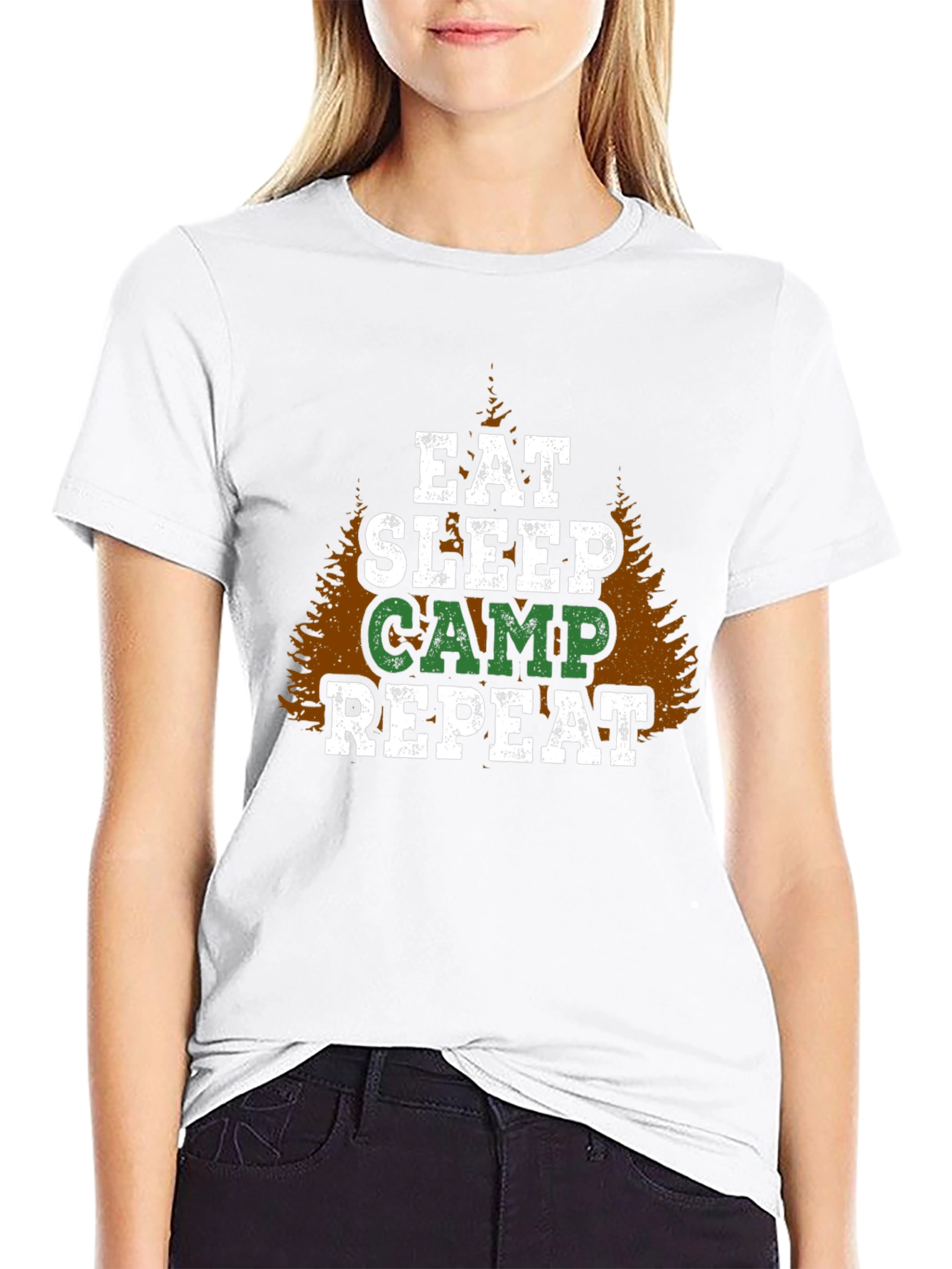 Black Eat Sleep Camp Repeat Graphic T-Shirt view 9