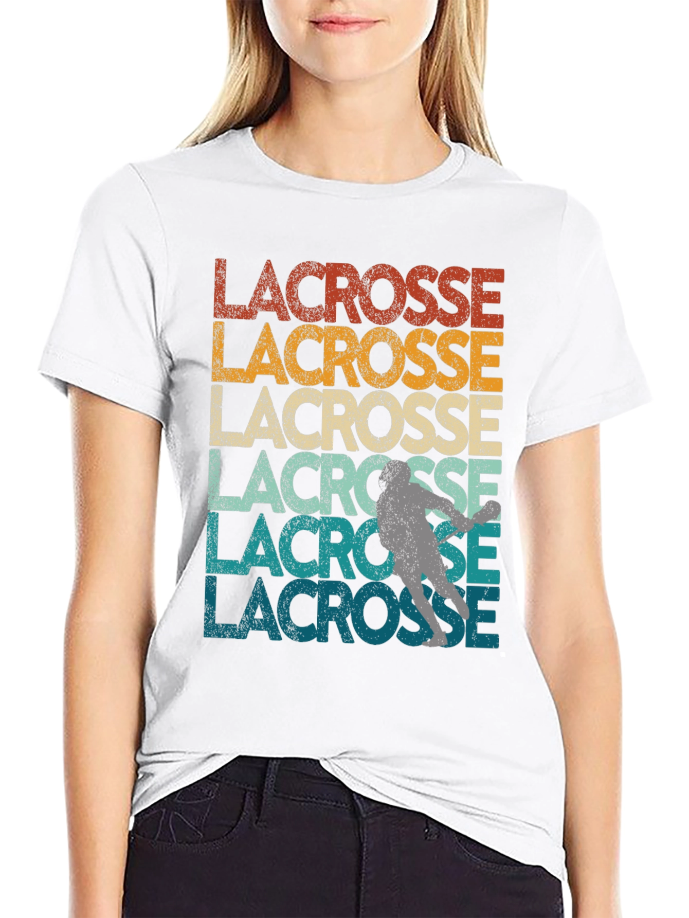 Retro Lacrosse Player Graphic Tee - 9