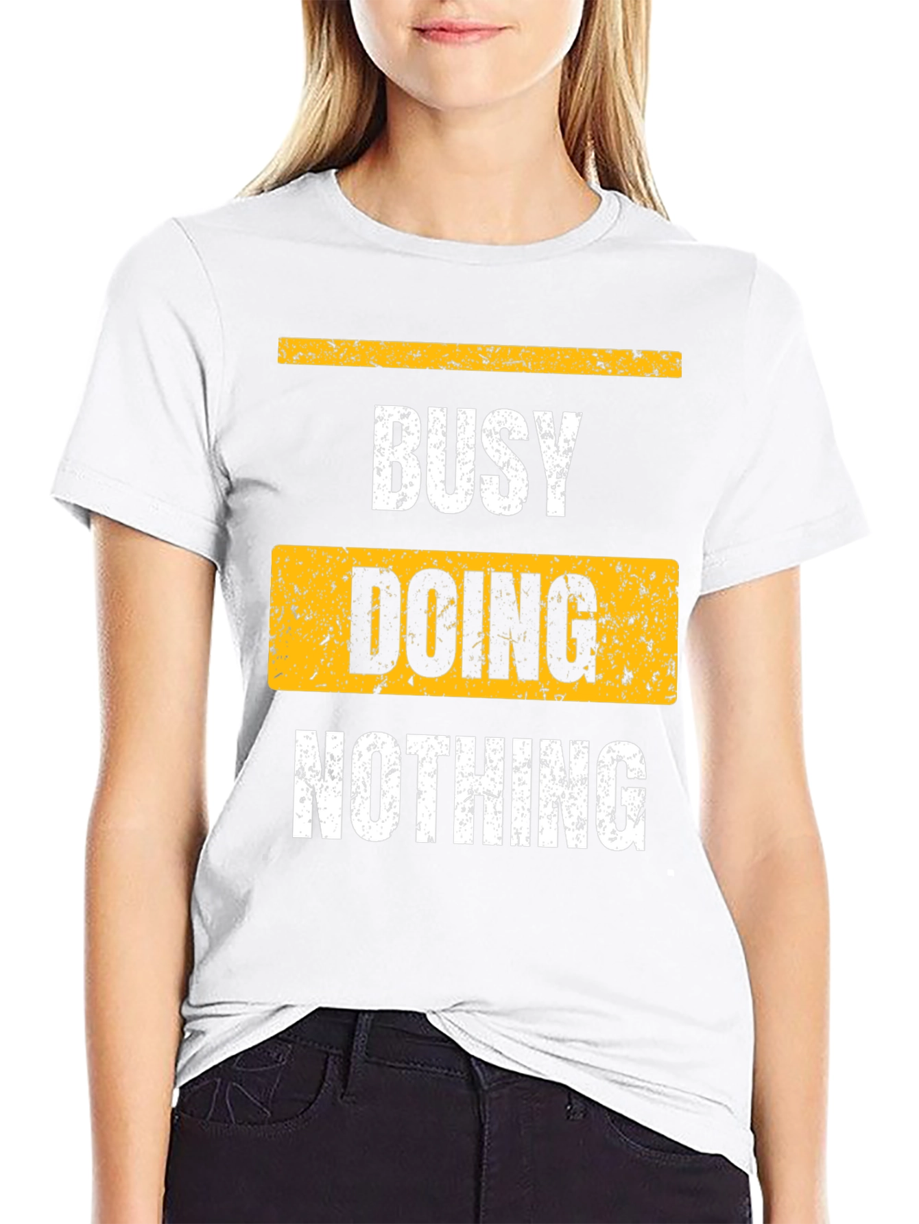 Black Busy Doing Nothing Black Graphic T-Shirt view 9