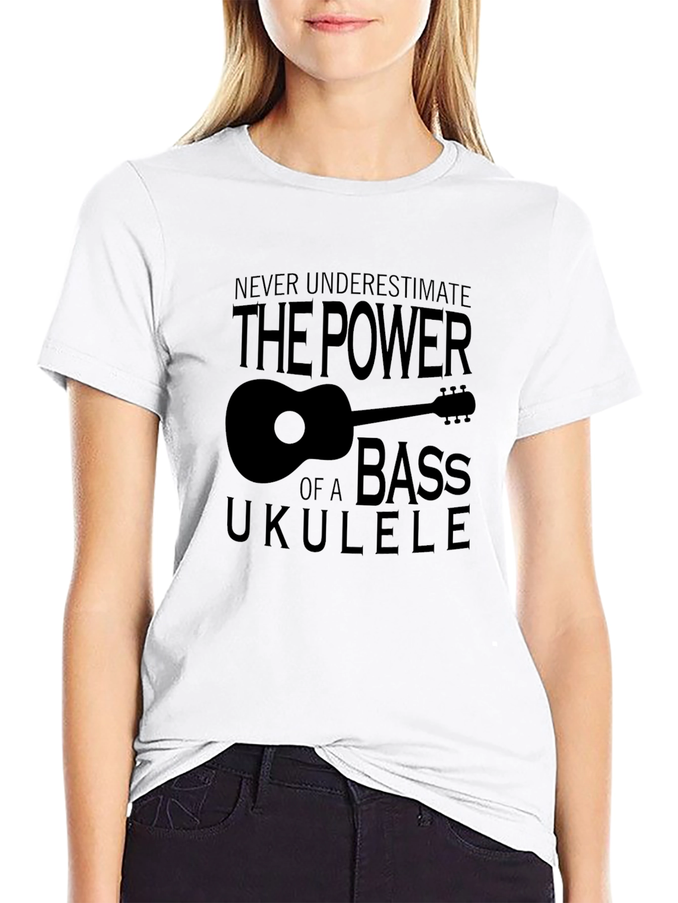 Black Bass Ukulele Power T-Shirt - Music Lover Tee view 9