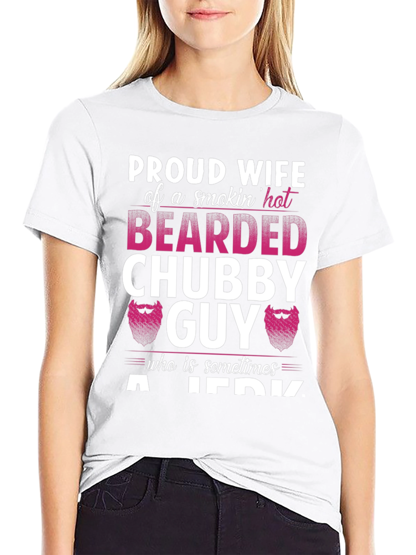 Black Proud Wife Bearded Chubby Guy T-Shirt view 9