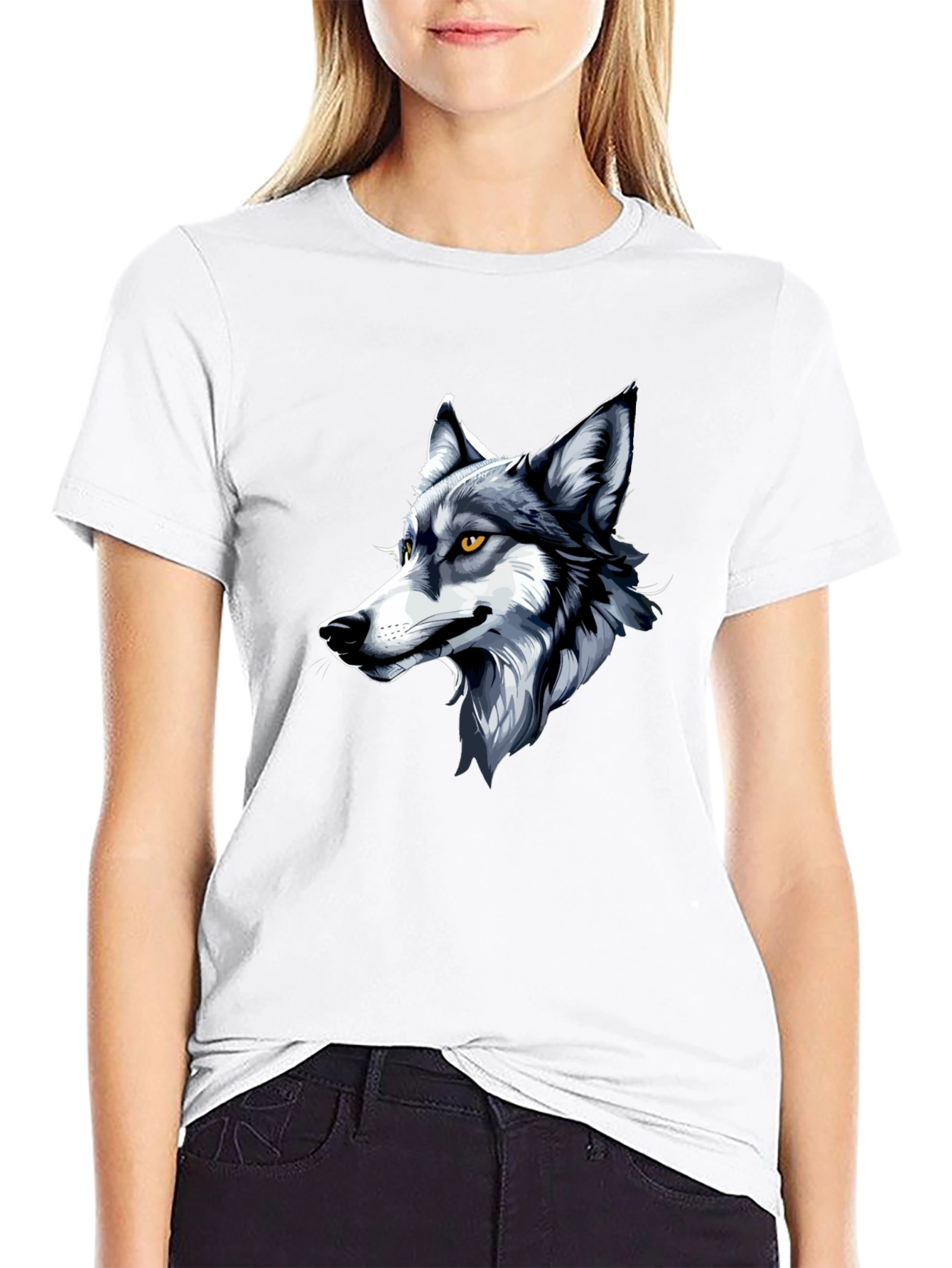 Black Cool Wolf Graphic Tee - Black Cotton Shirt view 9