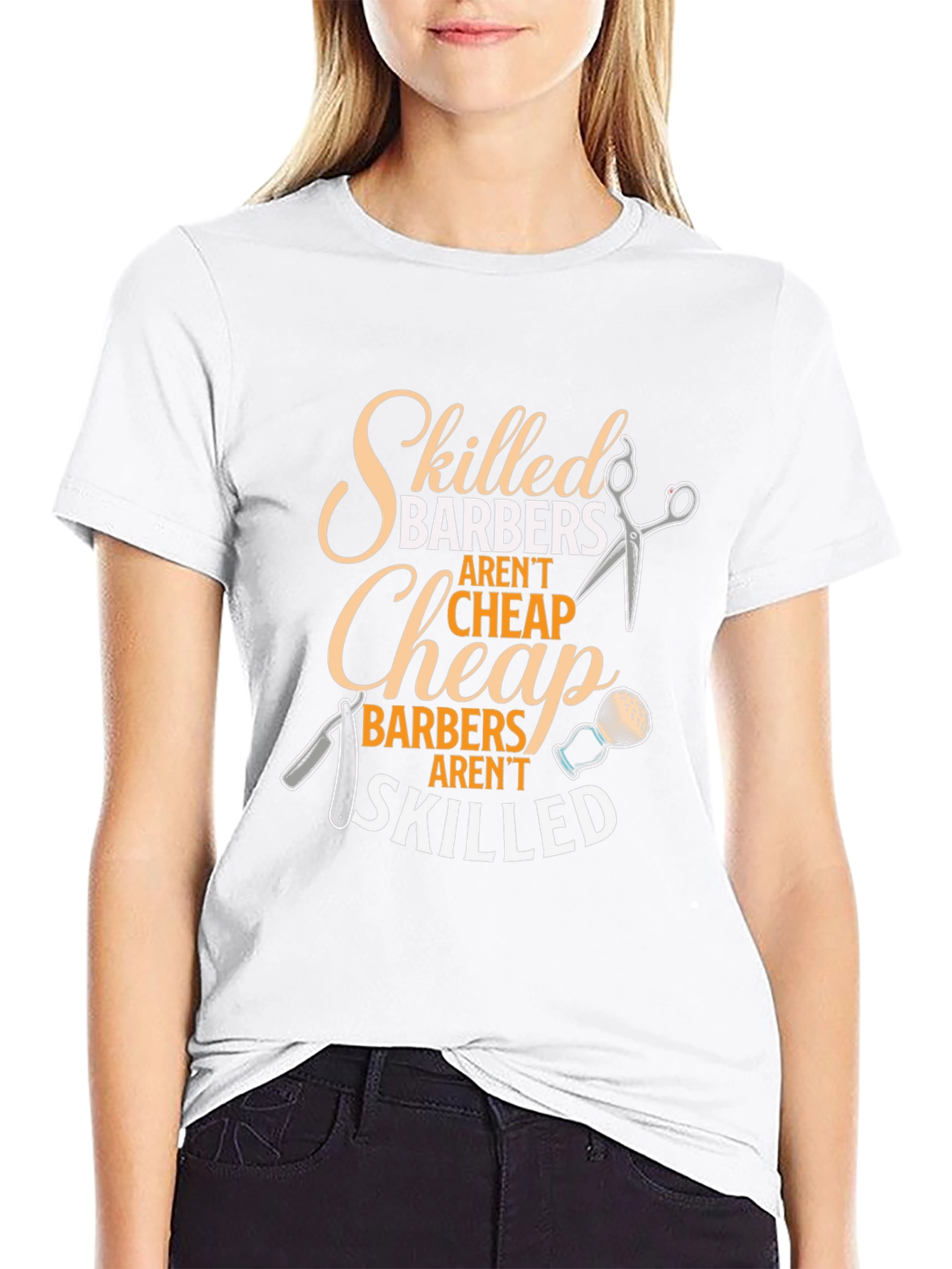 Black Skilled Barbers Graphic Tee - Black Crew Neck T-Shirt view 9