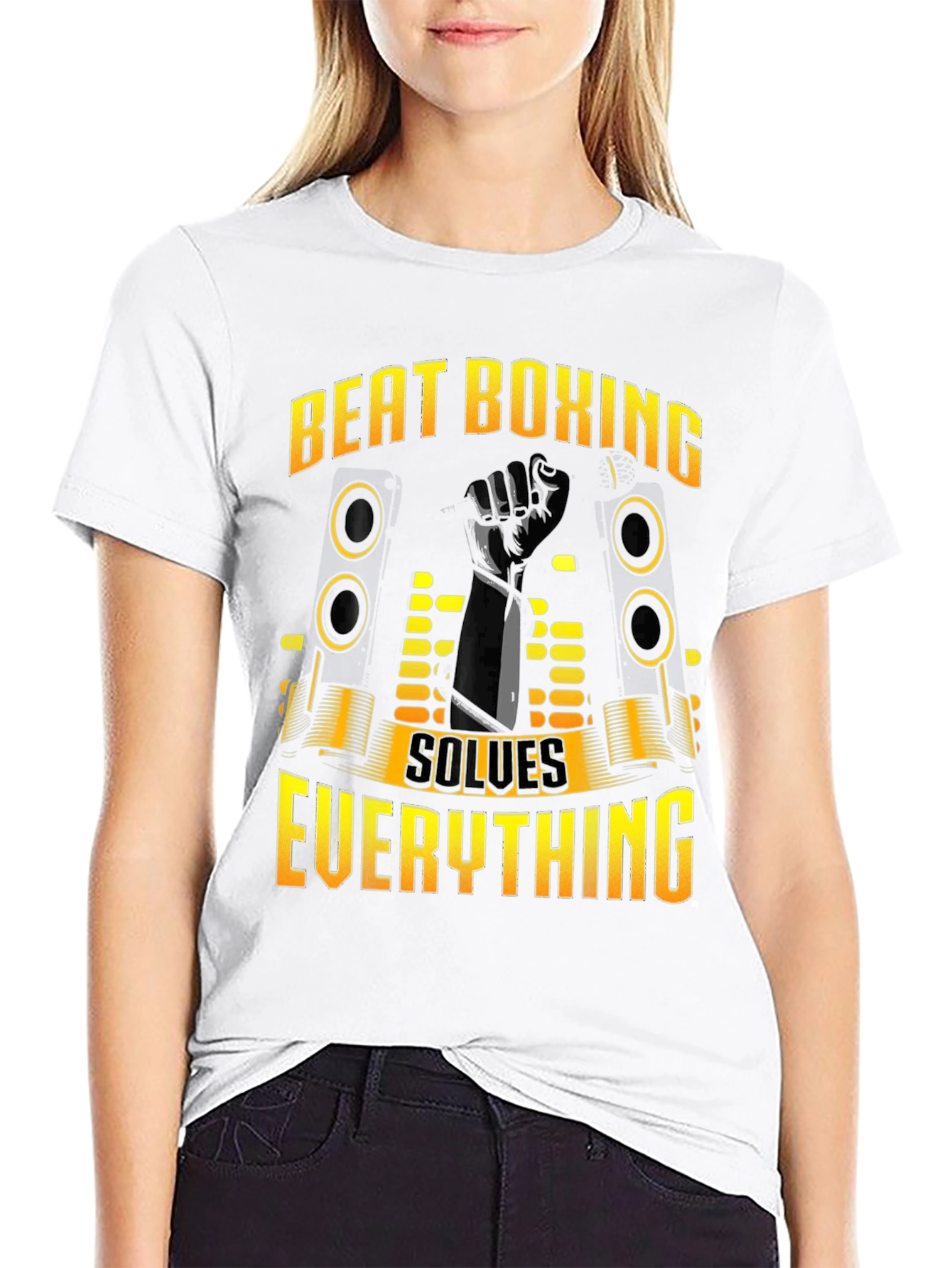 Black Beat Boxing Solves Everything Black T-Shirt view 9