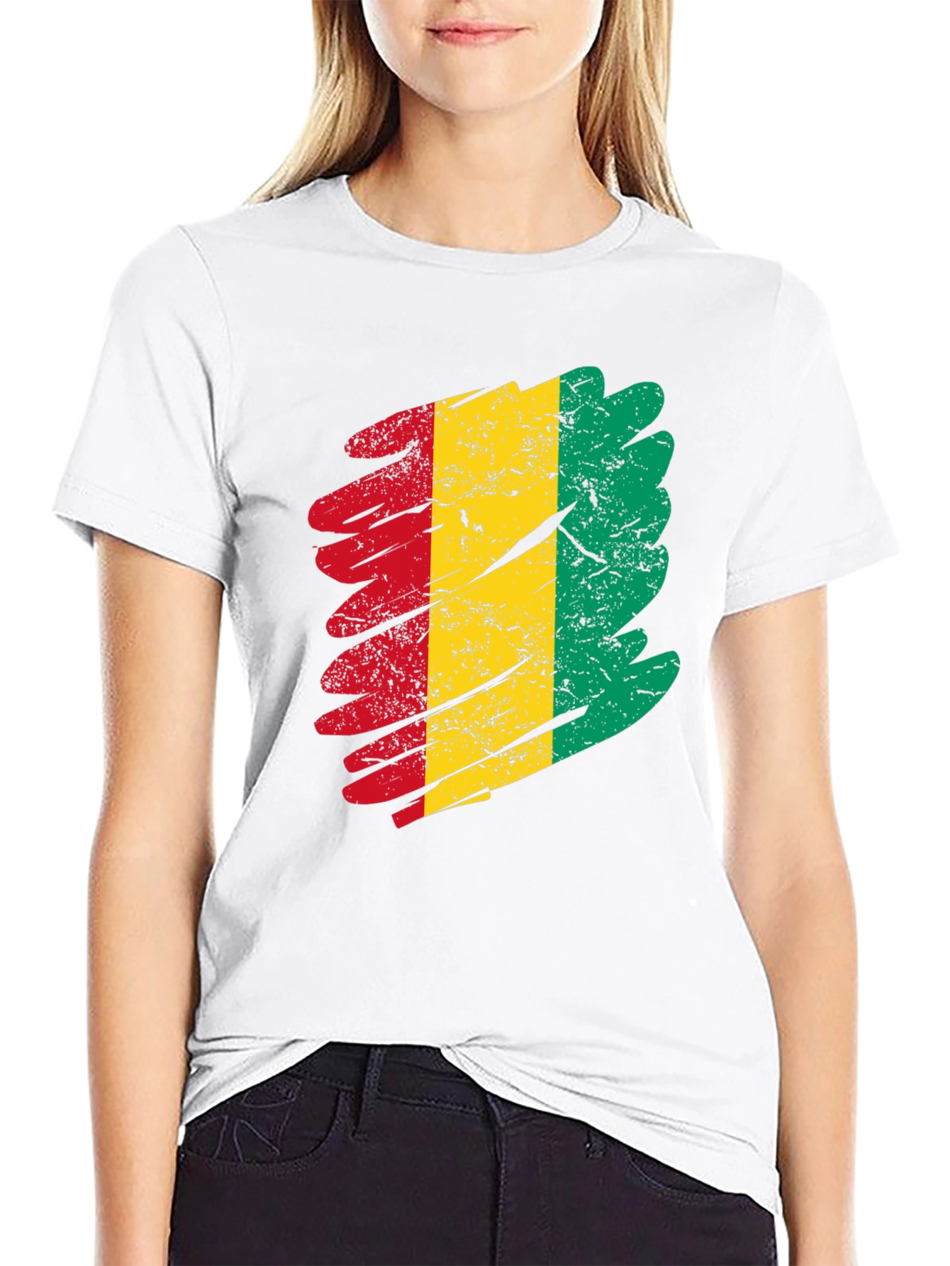 Guinea Flag Grunge T-Shirt - Black Tee - 9