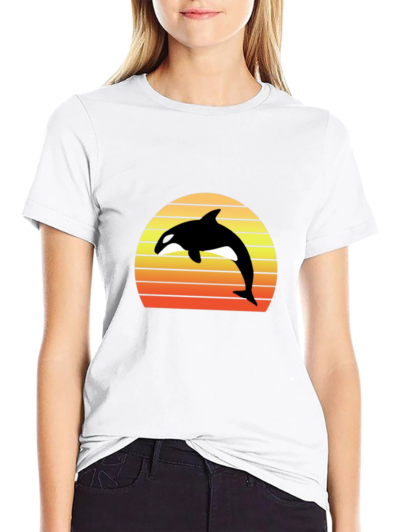 Black Orca Sunset Graphic Tee - Retro Style view 9