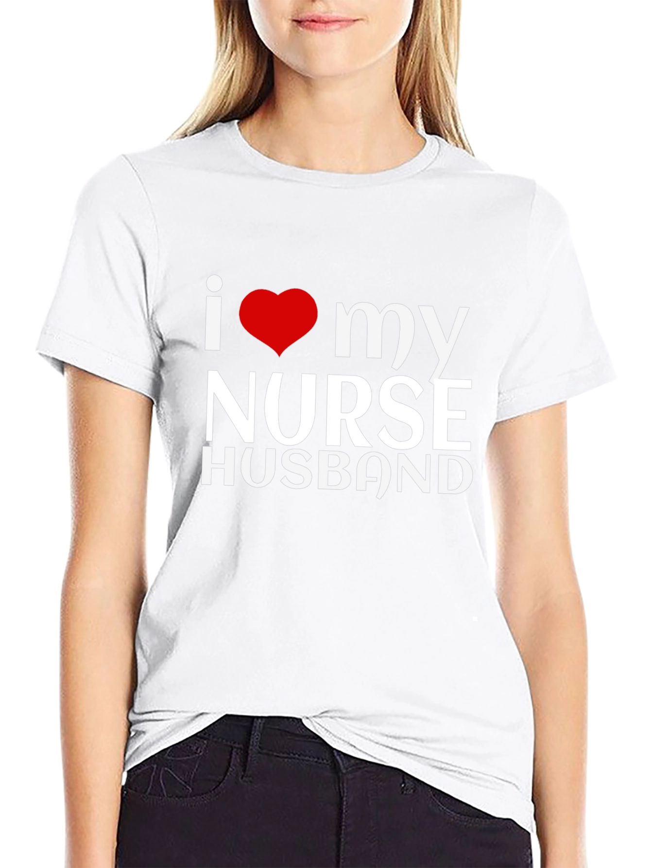 Black I Love My Nurse Husband Black Graphic Tee view 9