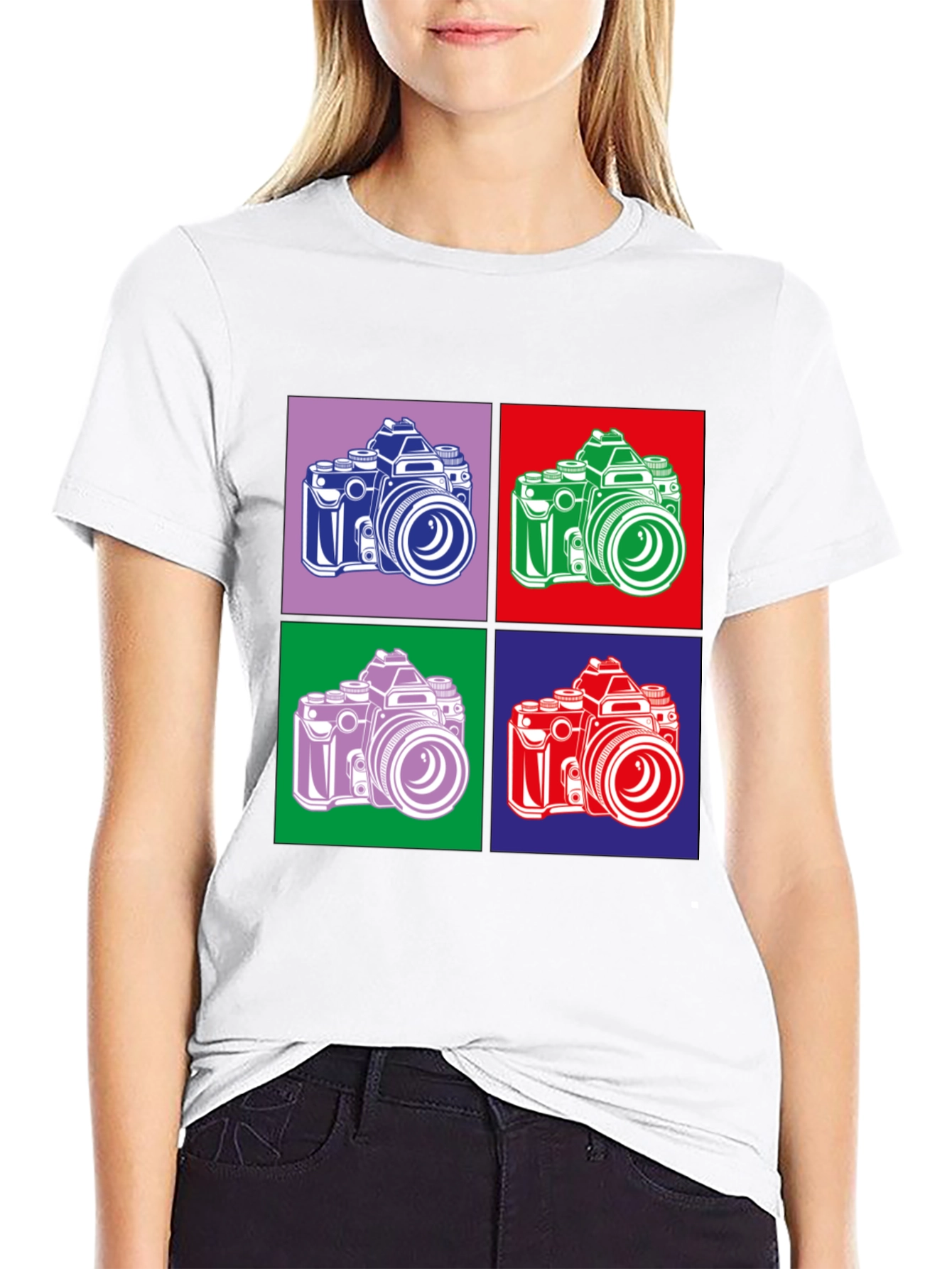 Black Retro Camera Graphic Tee - Pop Art Style view 9