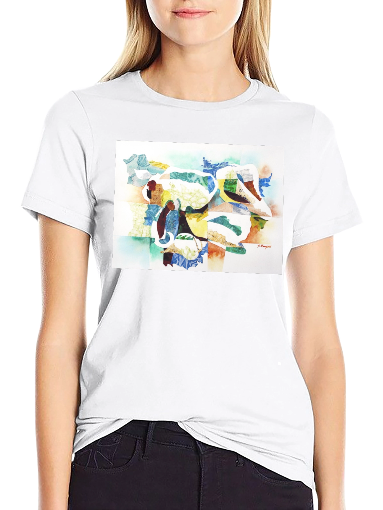 Black Abstract Art Graphic Tee - Modern Casual Wear view 9