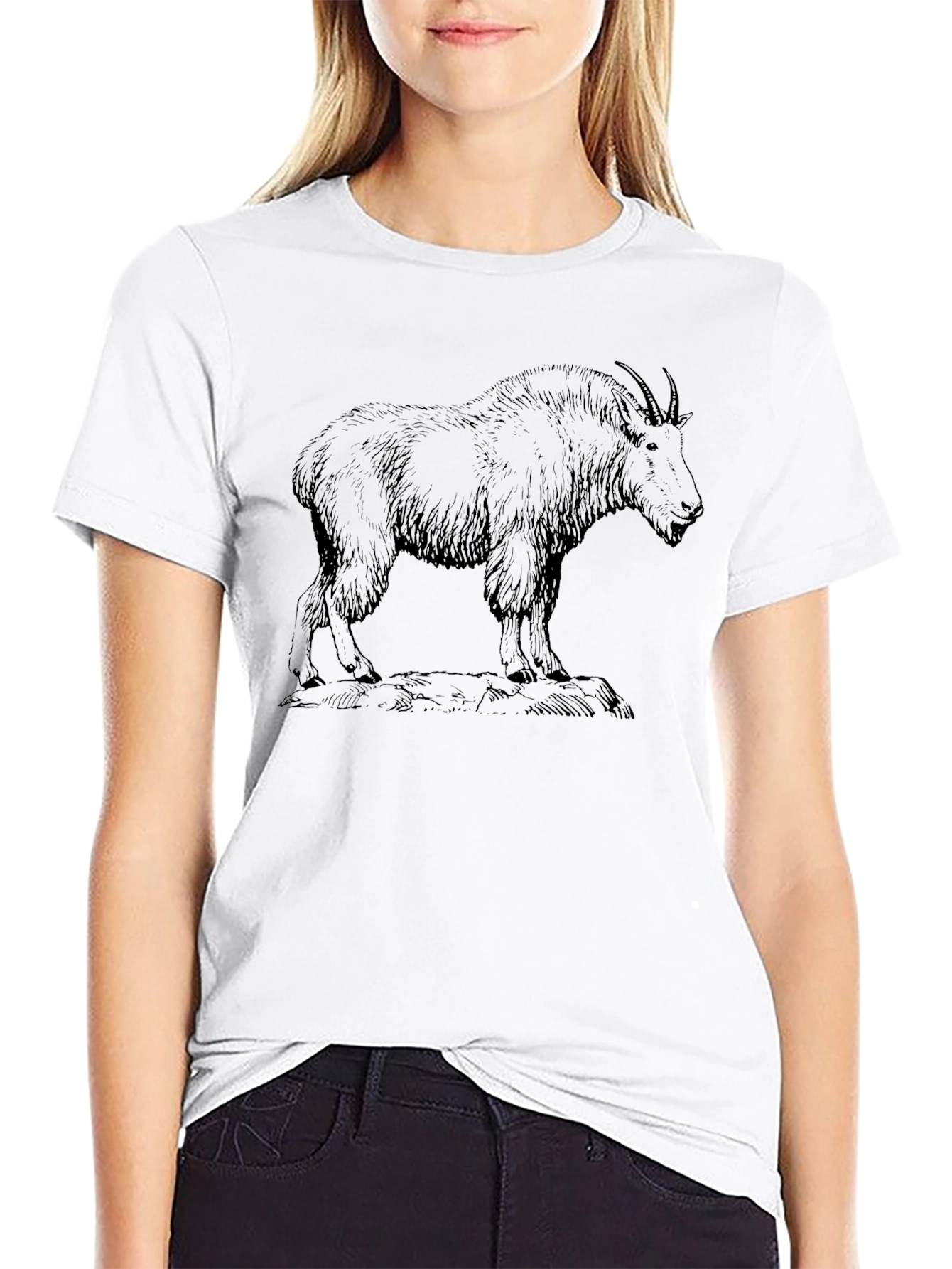 Black Mountain Goat Graphic Tee - Unisex Black T-Shirt view 9