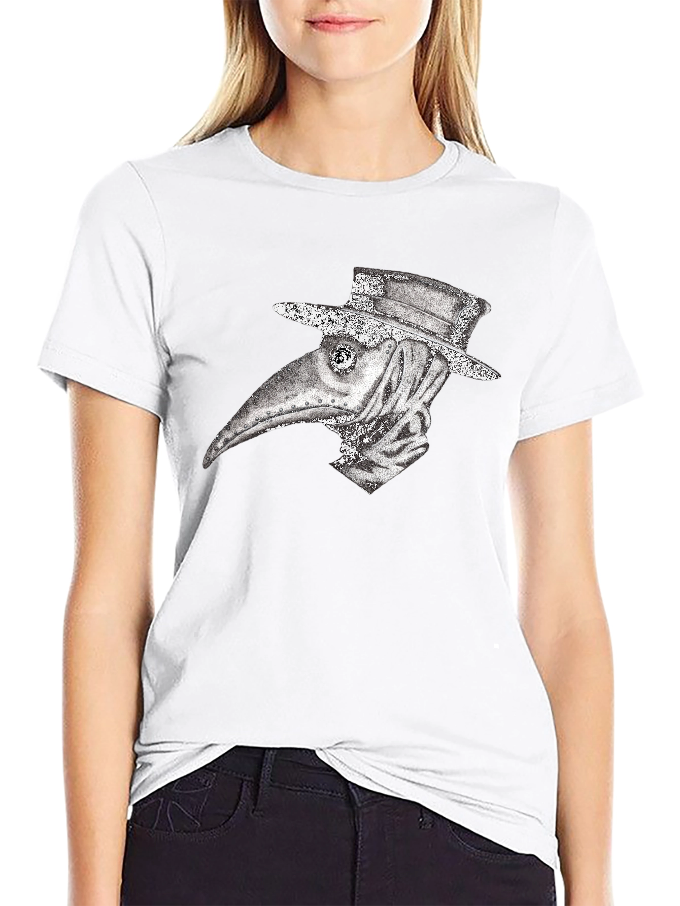 Black Plague Doctor Graphic Tee - Vintage Style view 9