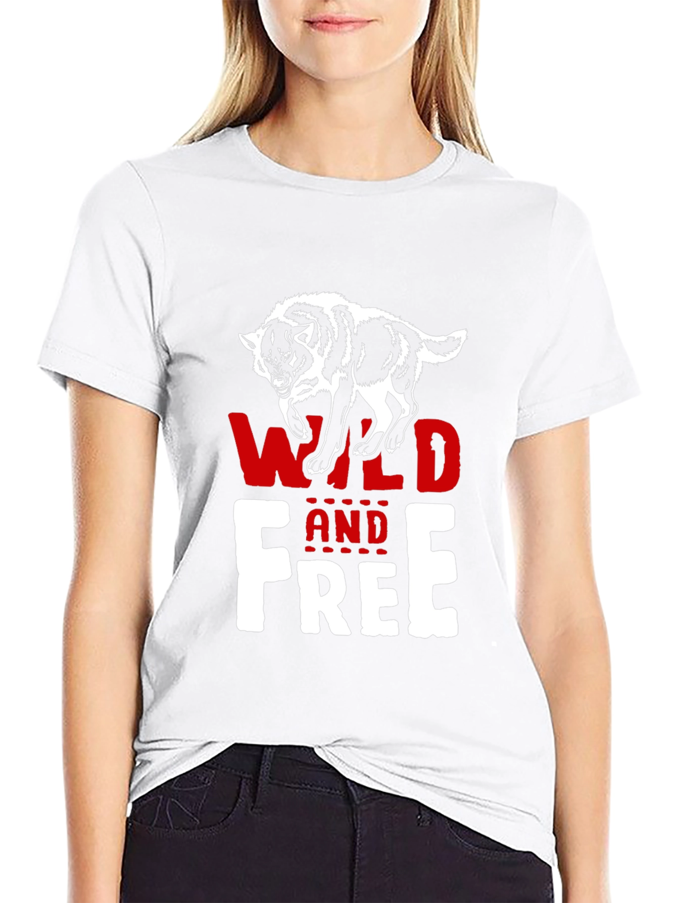 Black Wild and Free Wolf Graphic T-Shirt view 9