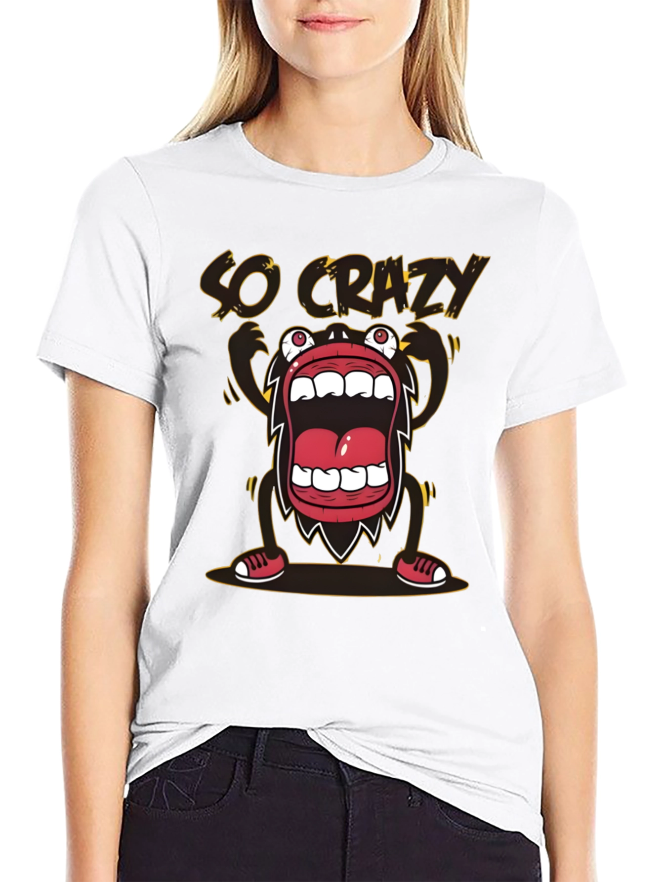 Black So Crazy Graphic T-Shirt - Bold Black Tee view 9