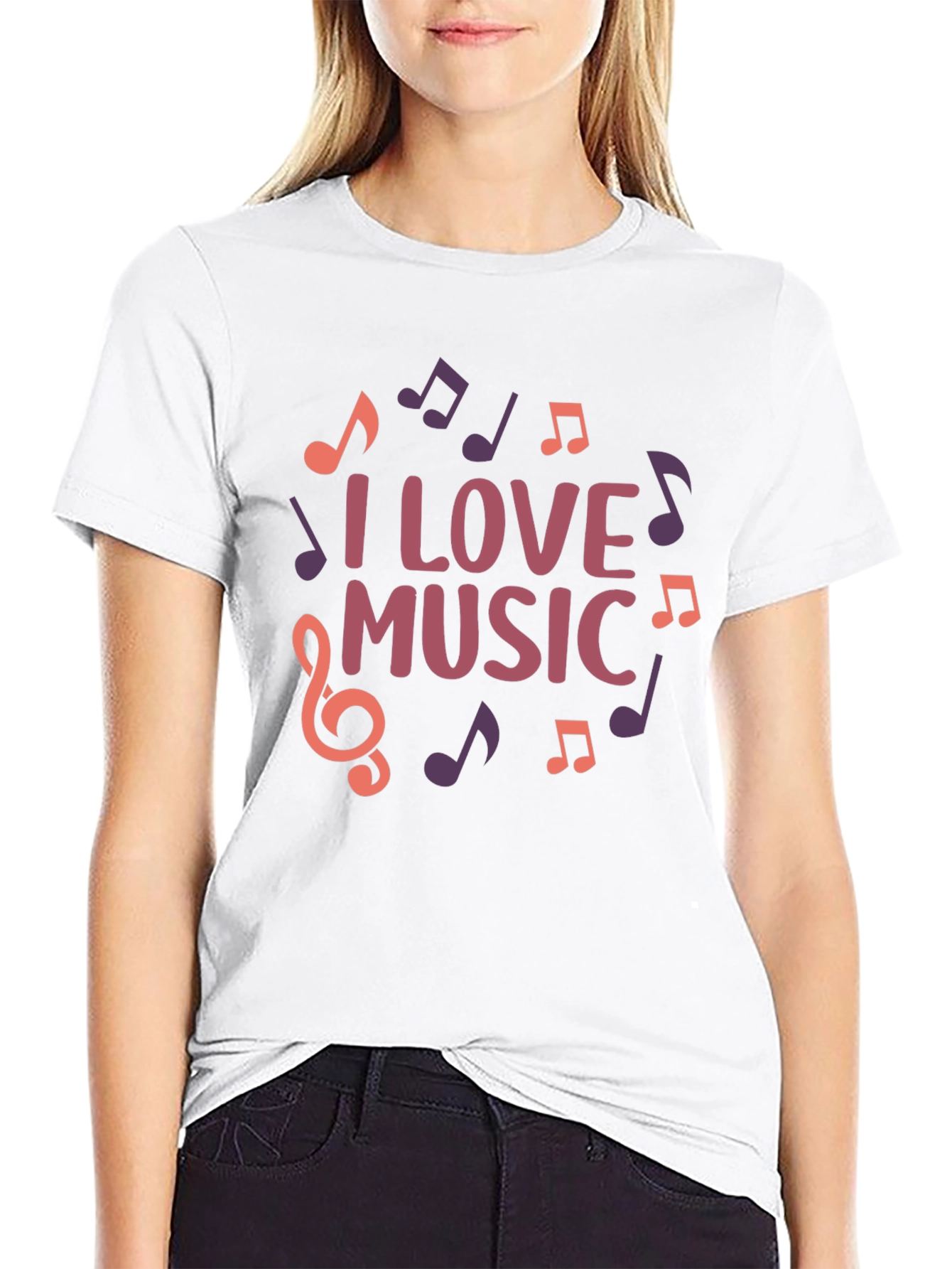 Black I Love Music Graphic Tee - Black T-Shirt view 9