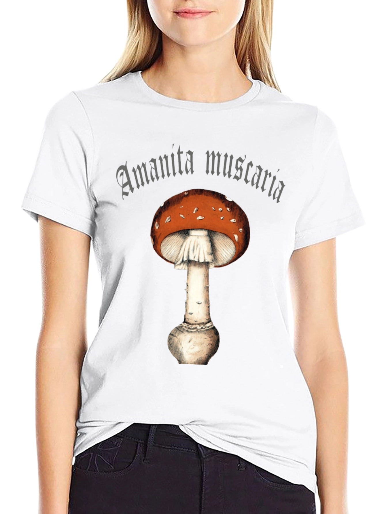 Black Amanita Muscaria Graphic Tee -  Fly Agaric Mushroom Shirt view 9