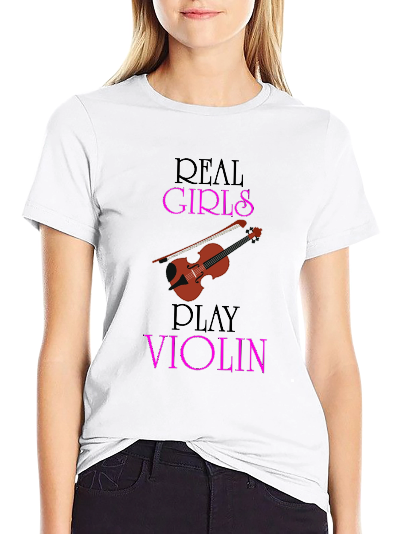 Black Real Girls Play Violin T-Shirt - Music Lover Tee view 9