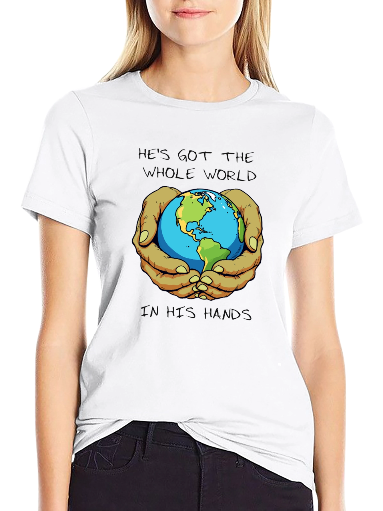 Black He's Got the Whole World T-Shirt view 9