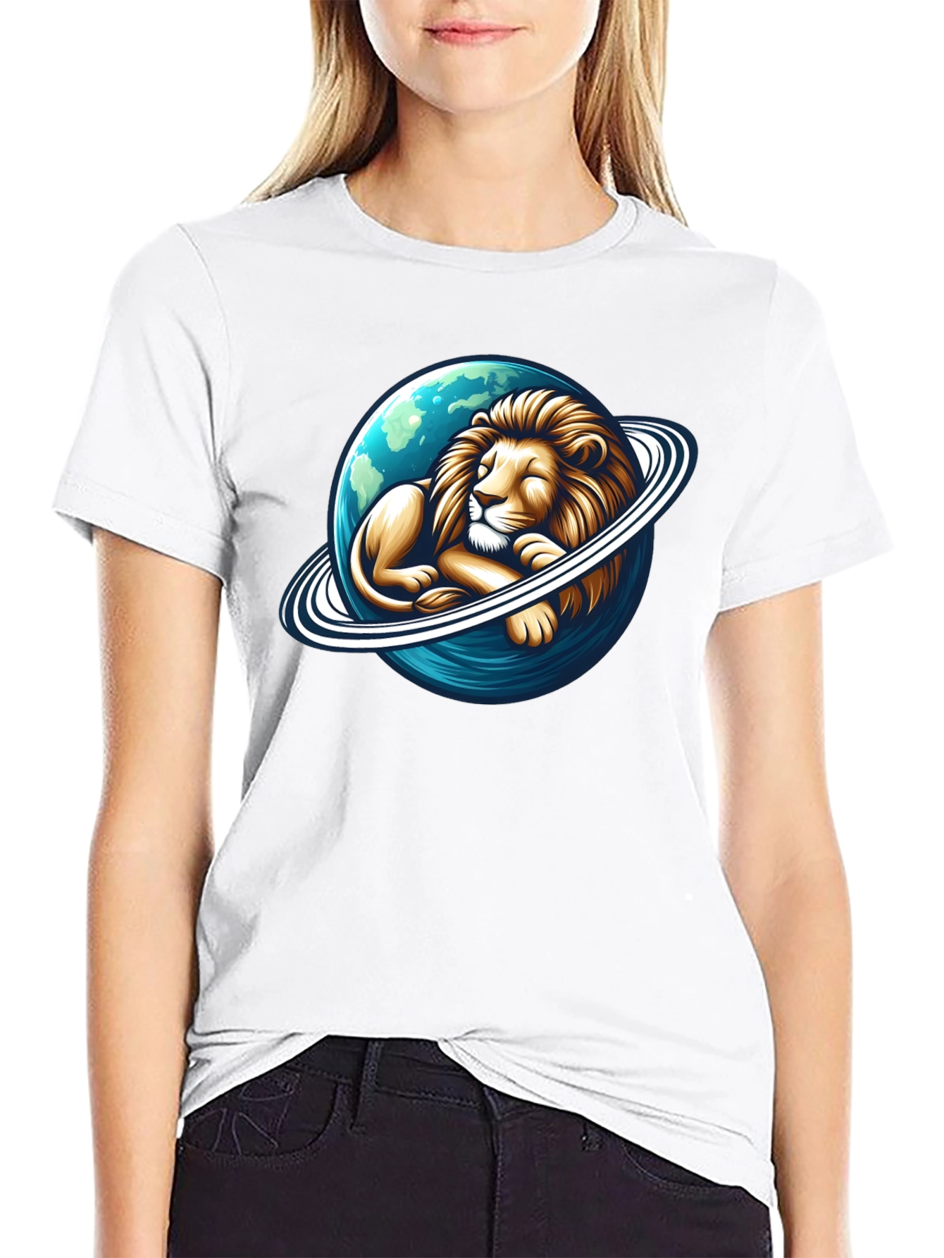 Black Lion Planet Graphic Tee - Men's Black T-Shirt view 9