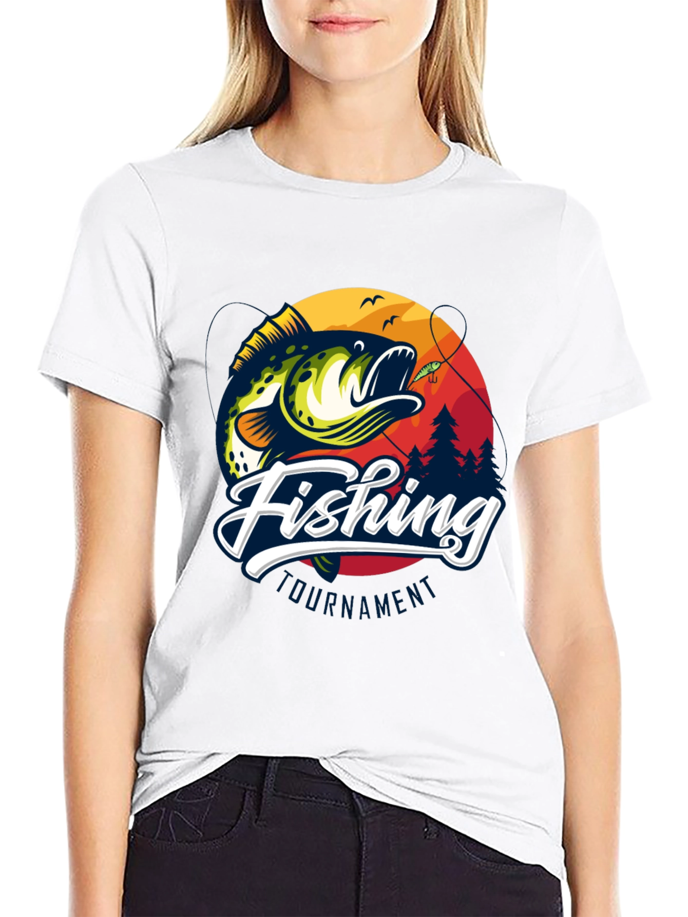 Black Fishing Tournament Black Graphic Tee view 9