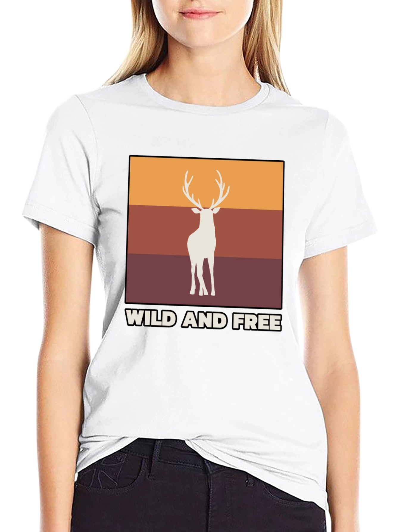 Black Wild and Free Deer Graphic Tee view 9