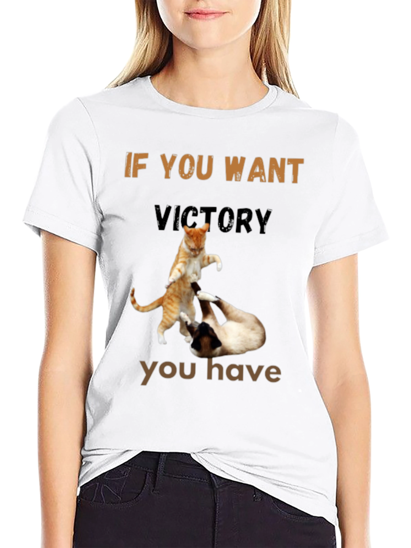 Black Fighting Cats T-Shirt - If You Want Victory view 9