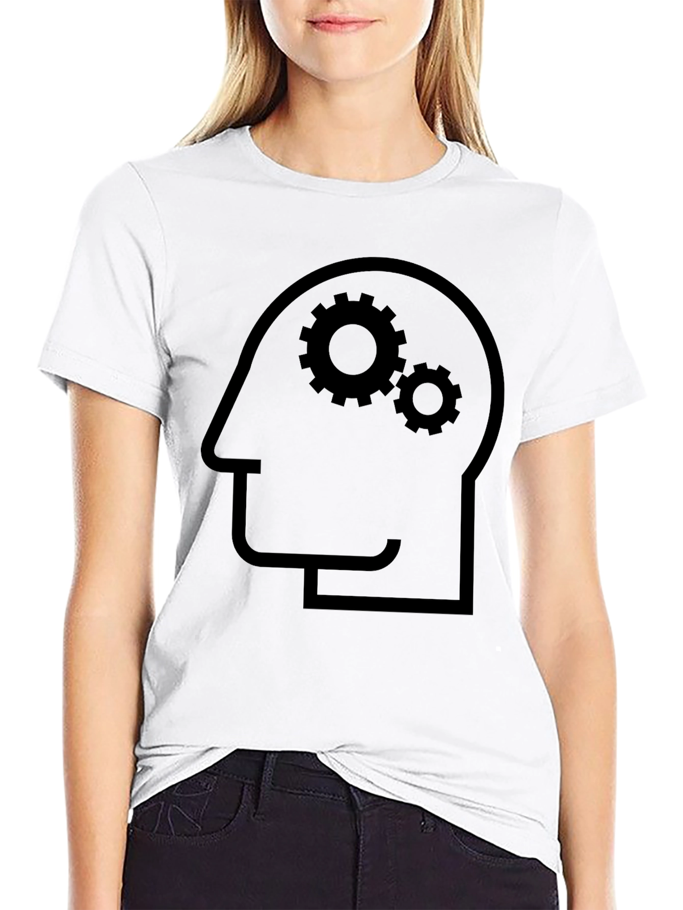 Black Thinking Gears Graphic Tee - Black Cotton view 9