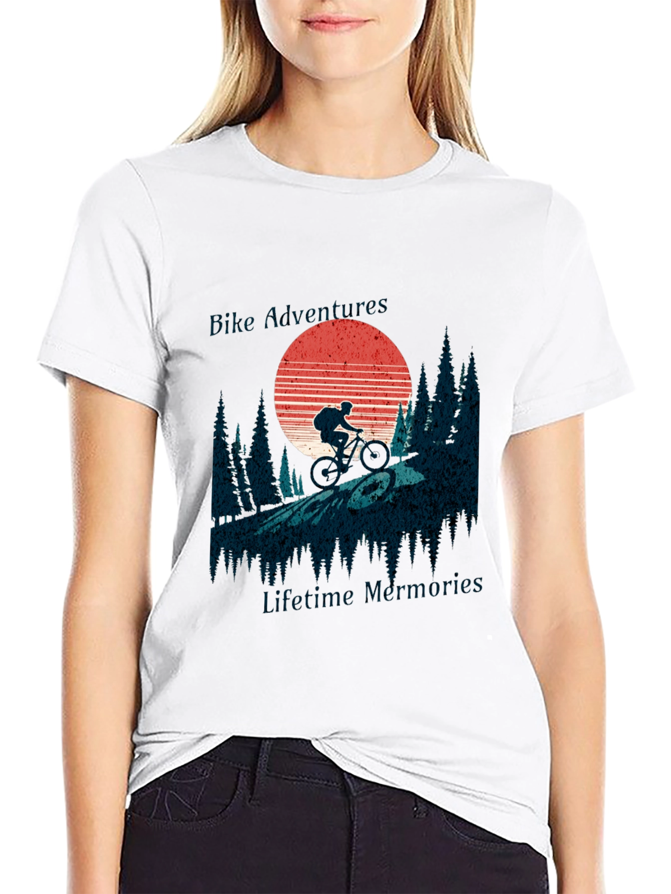 Black Bike Adventure Tee: Retro Mountain Biking Shirt view 9